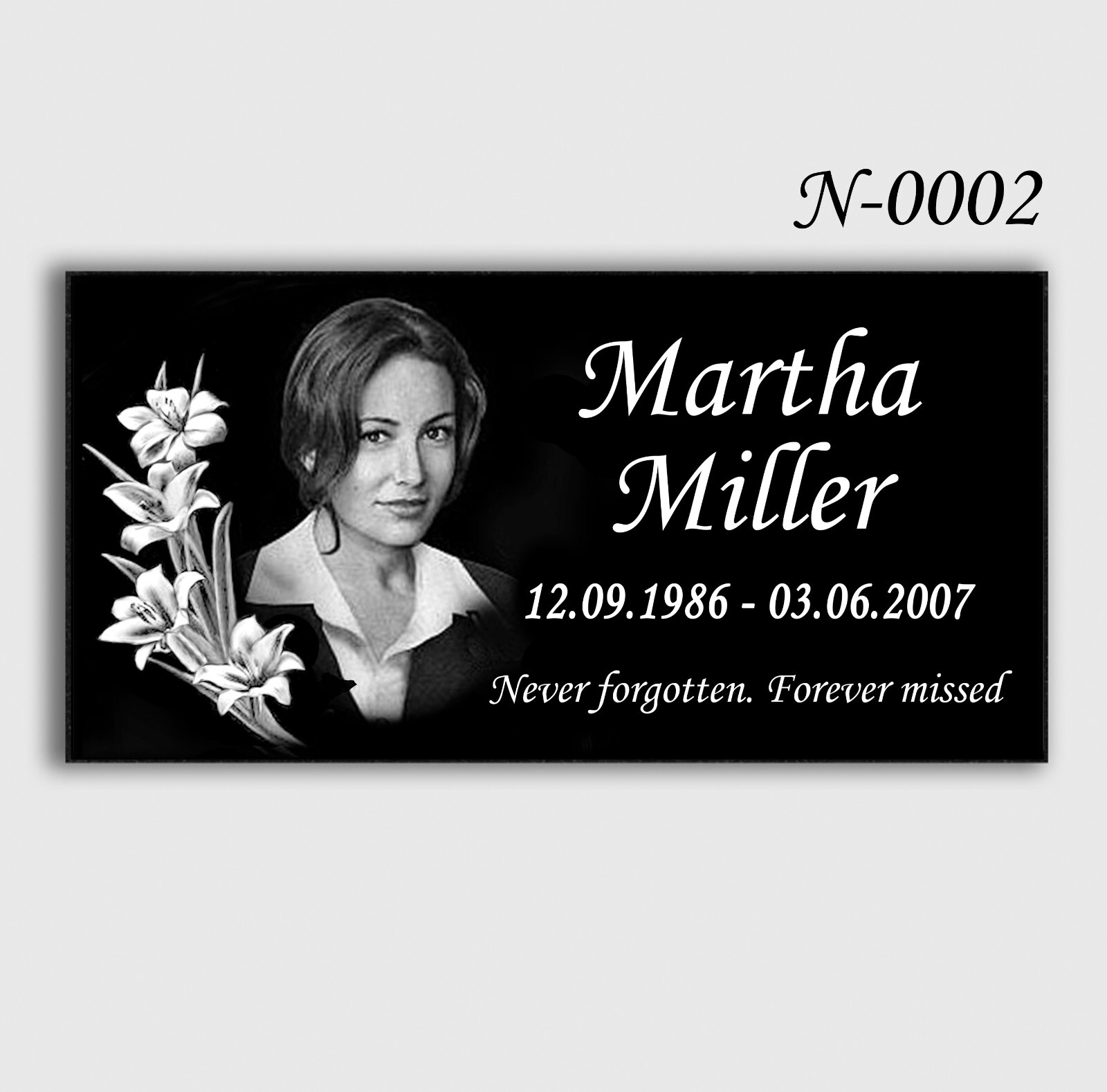 12x24x0.75 inch Human Headstone, Tombstone, Grave Marker, Diamond Engraved