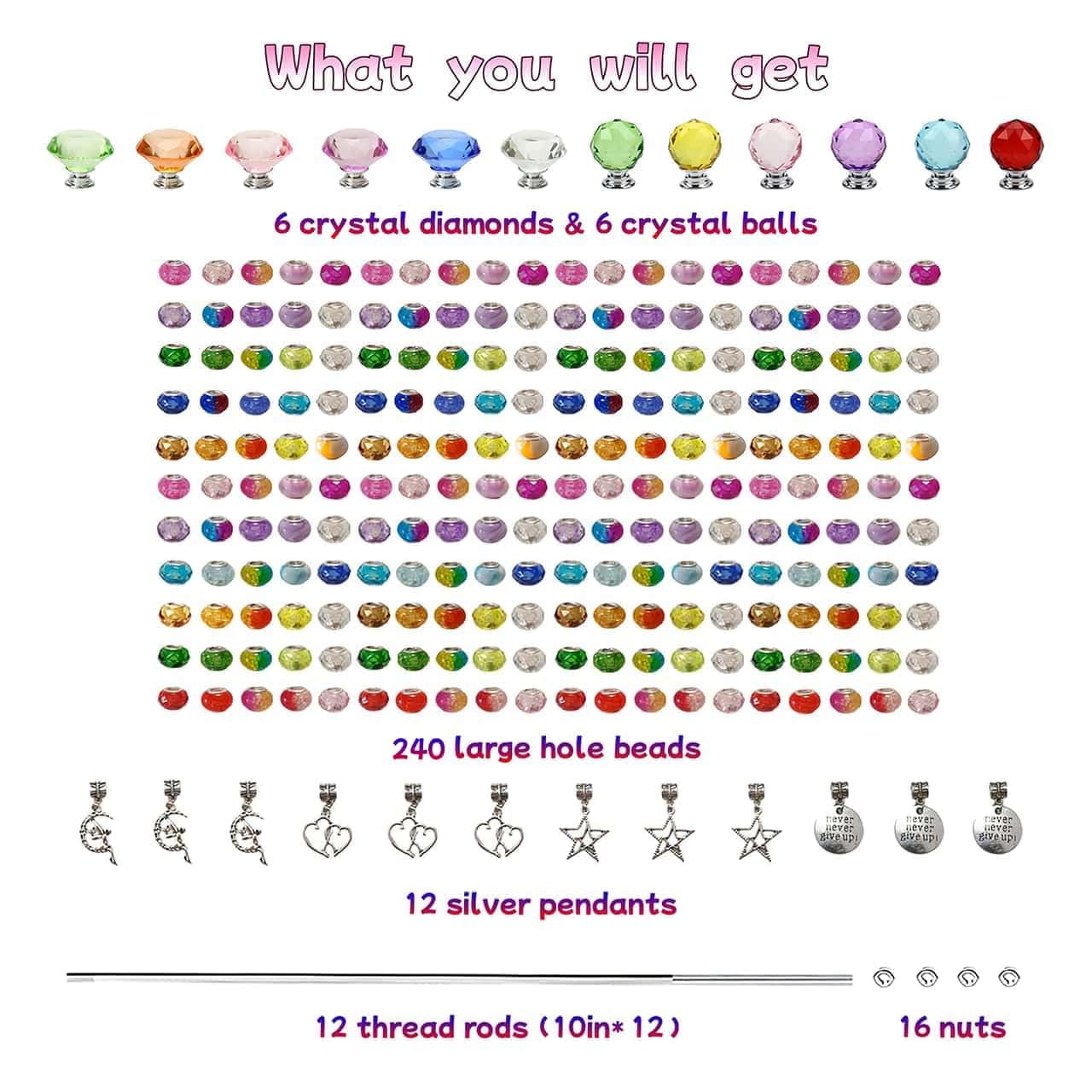 290Pcs Beaded Garden Stakes Kit – DIY Fairy Wand Garden Stake Beads Kit with …