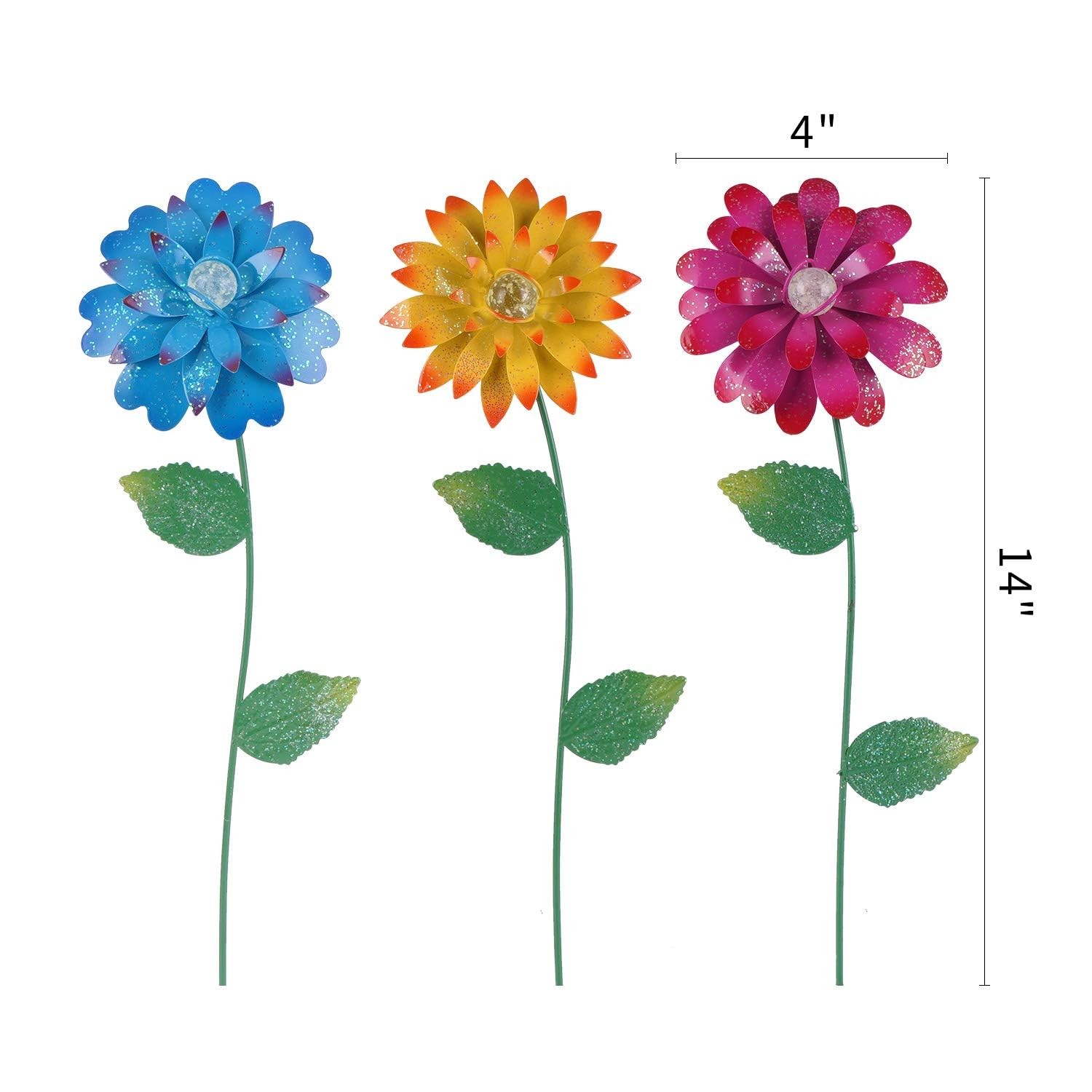 Floral Garden Stake Tricolor Outdoor Glow in Dark Plant Pick Water Proof Meta…