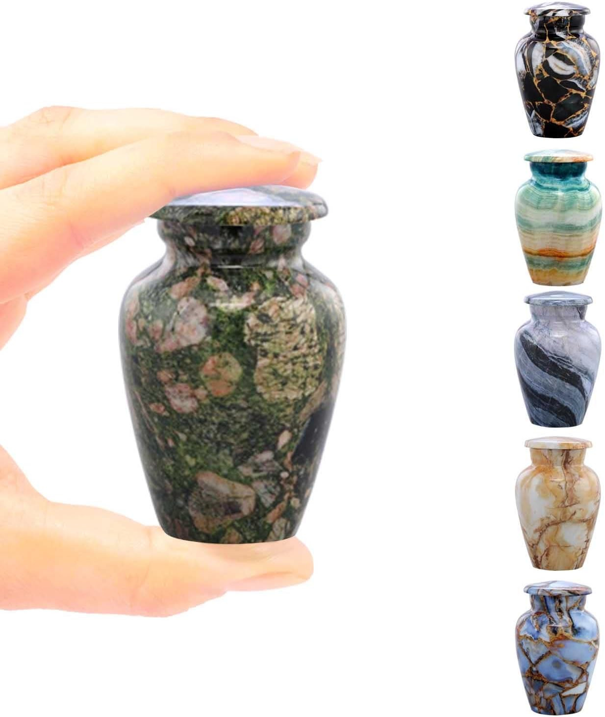 Small Keepsake Cremation Urns for Human Ashes – Marble Finish Metal Keepsake Urn