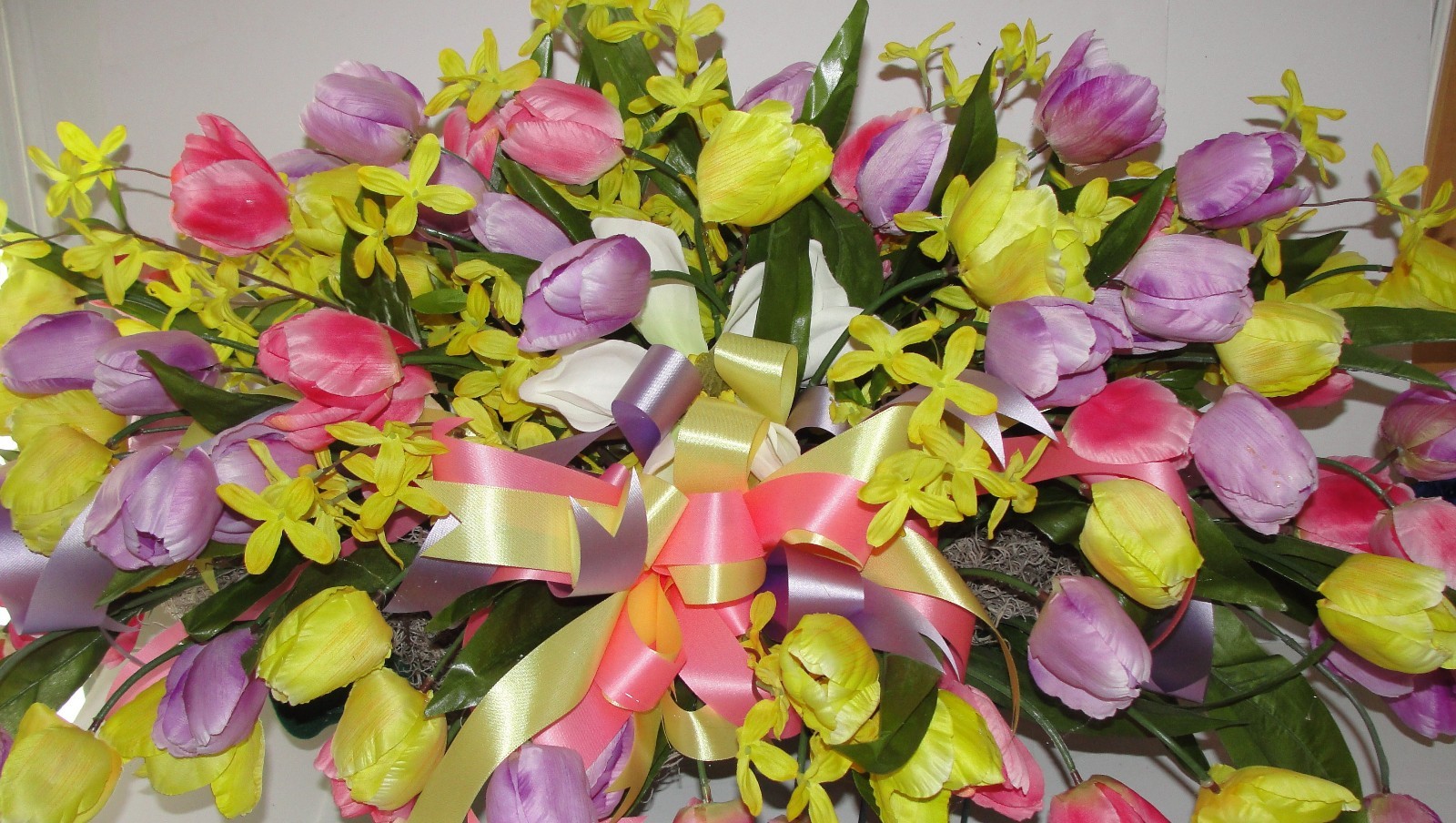 XL Assorted Silk Flowers Grave Pillow Cemetery Floral Diva Custom Color Bouquet