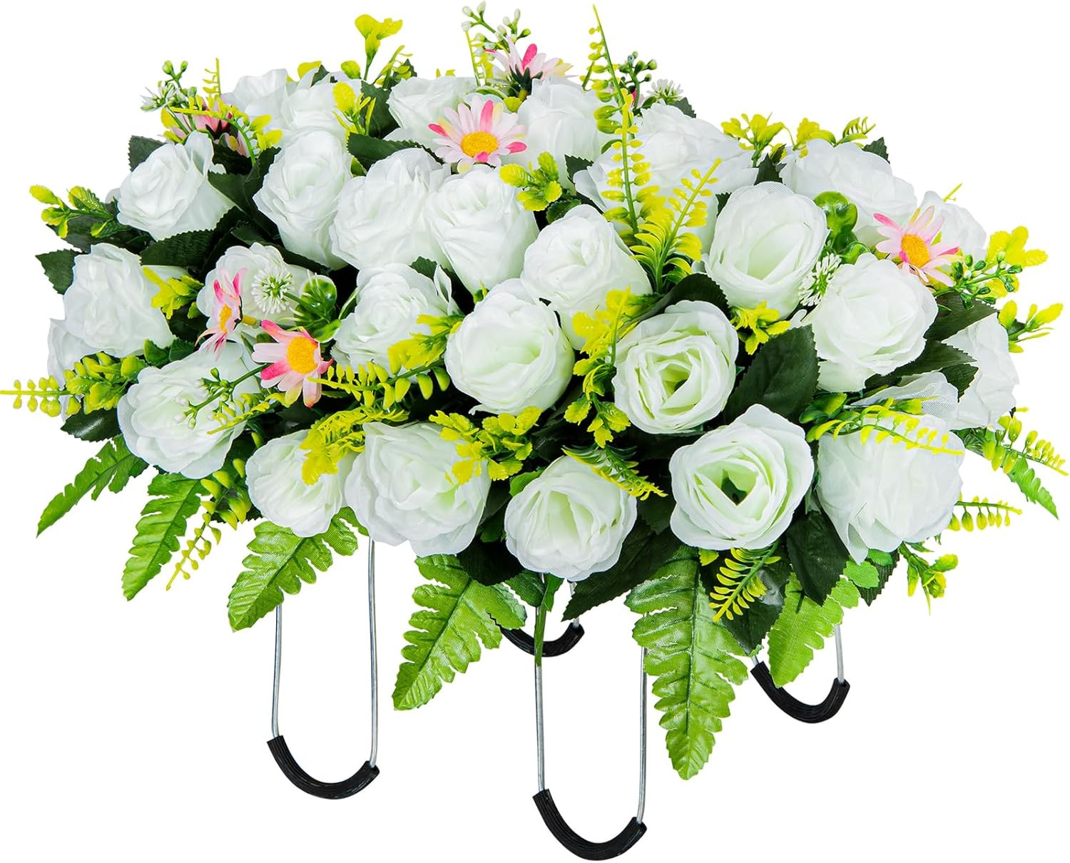Artificial Headstone Flower Saddle, Cemetery Flowers for Grave, Cemetery Saddles