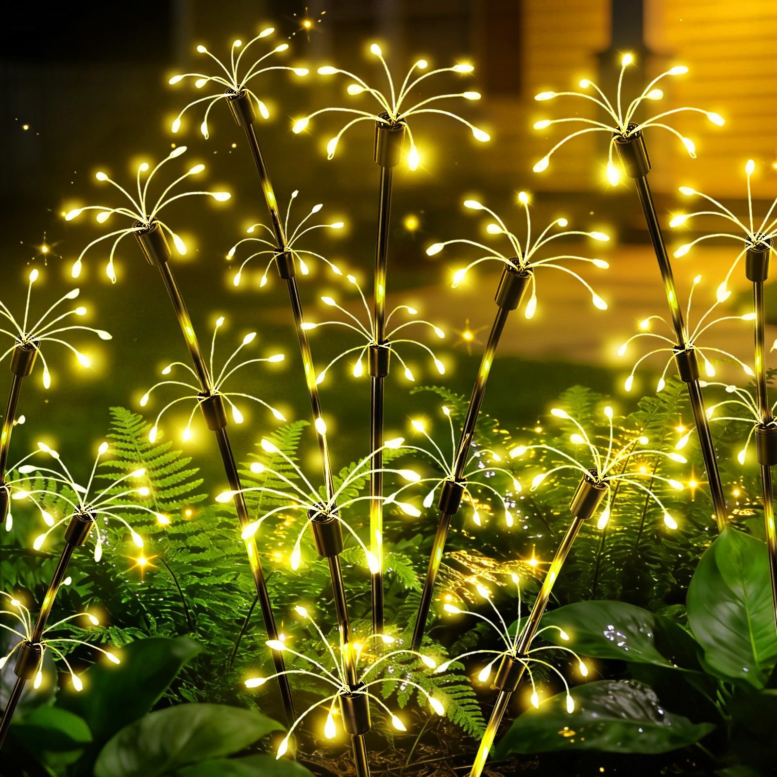 Solar Garden Lights Outdoor, 6 Pack 2-Layer Swaying Firework Lights, Waterpro…