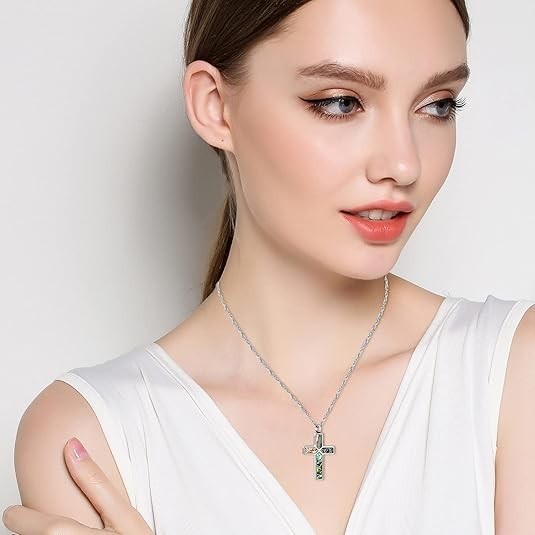 Cross Cremation Jewelry for Human Ashes Stainless Steel Urn Necklace for Ashes M