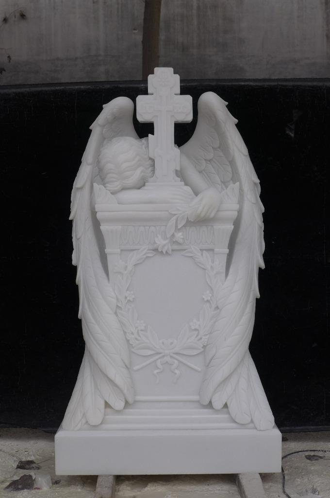 THE BEST HAND CARVED WEEPING ANGEL RELIGIOUS MONUMENT – STATUE – WA87
