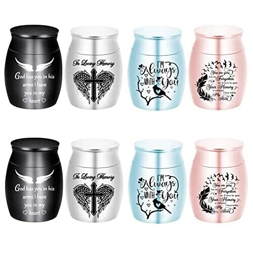 Color Small Urns for Ashes – Set of 8，Aluminium Mini Urns, Cremation 8pcs -Urn
