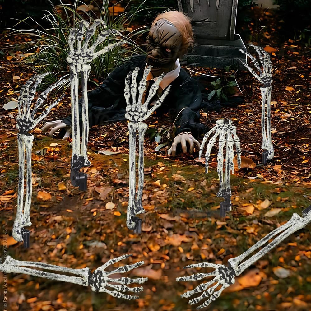 10 PCS Halloween Skeleton Arms Decoration Realistic Skeleton Hands for Garden La