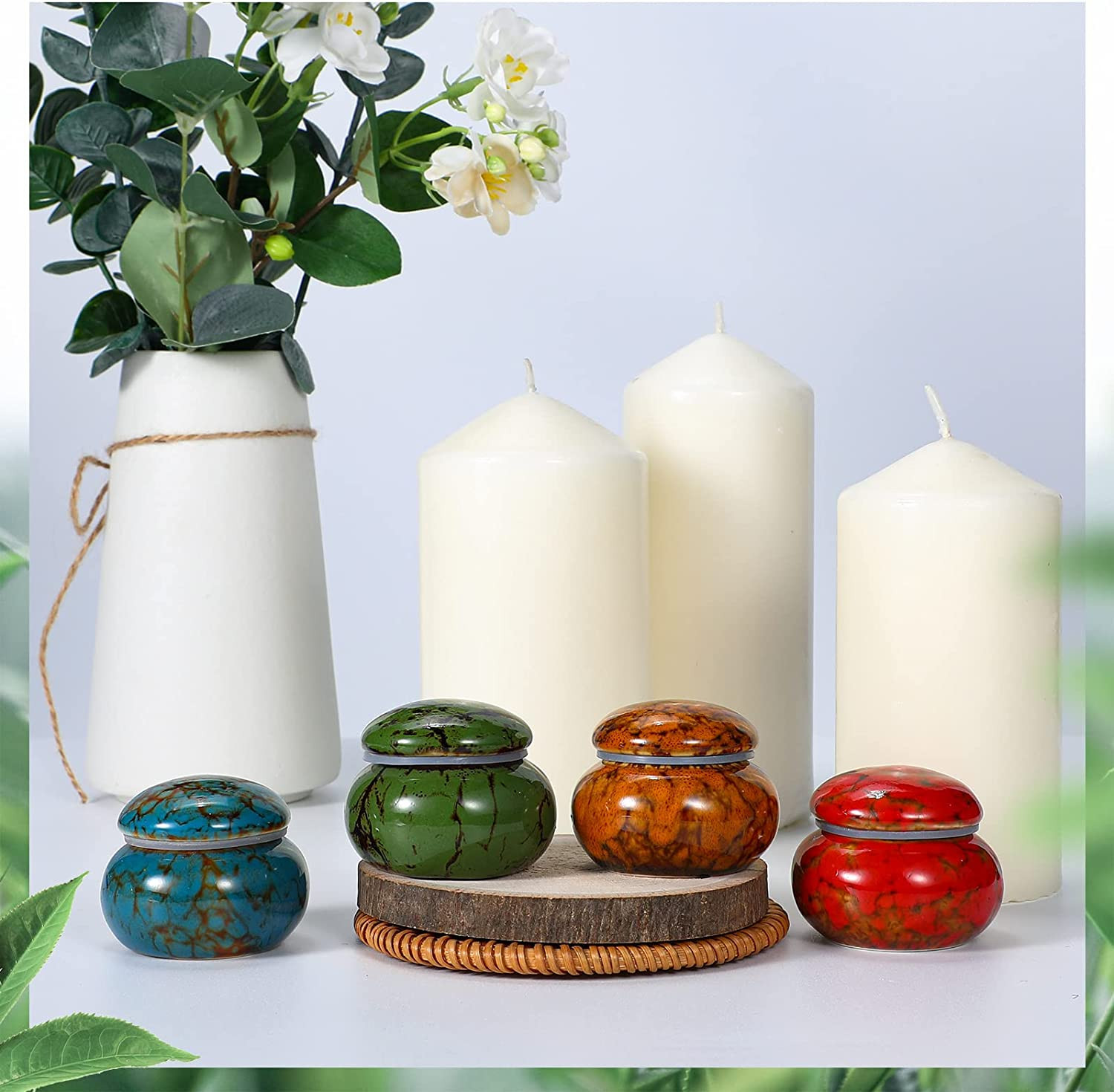 Set of 4 Small Urns for Human Ashes Cremation Keepsakes for Ashes 1.6 Ceramic