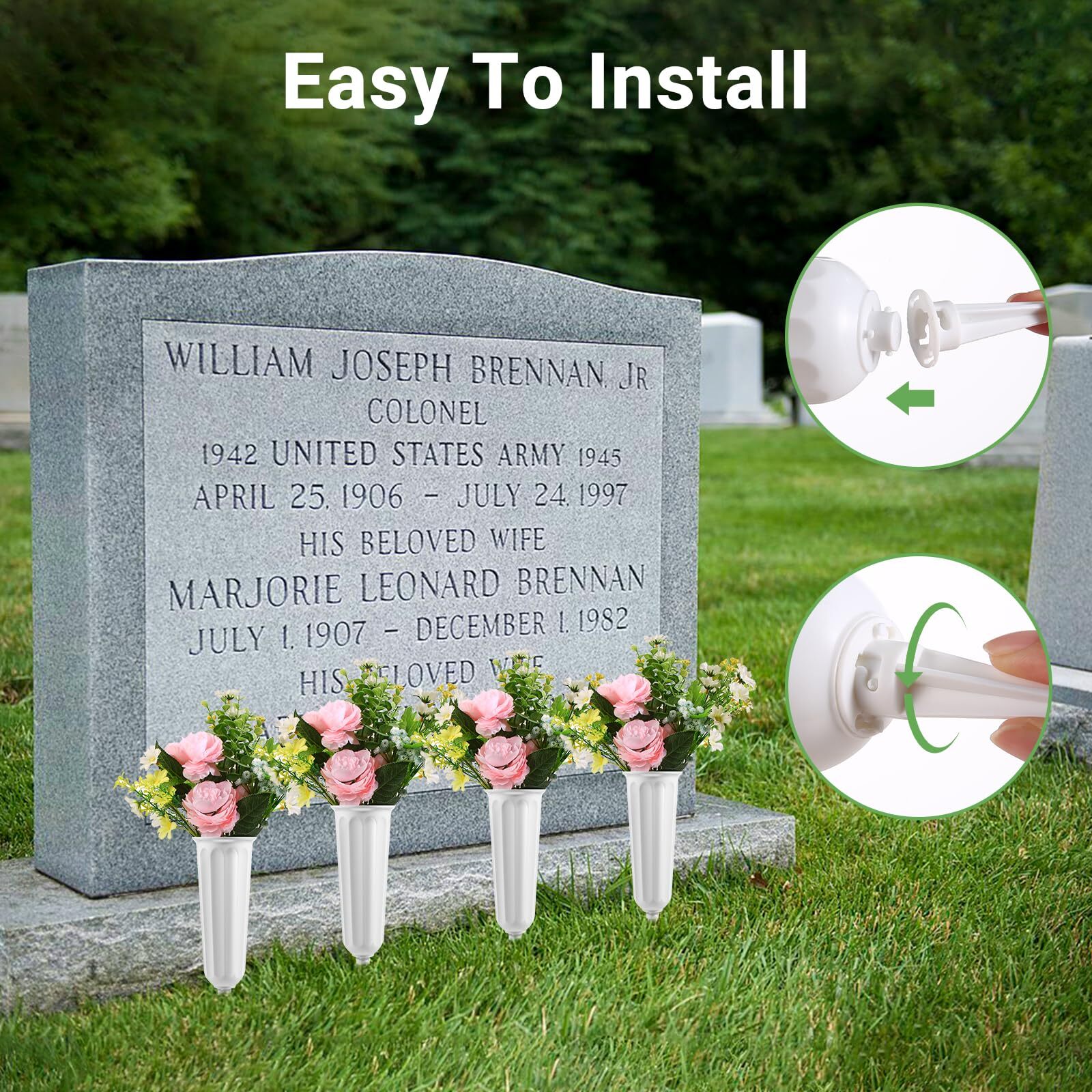 20 Pack Cemetery Vases with SpikesPlastic Vases for FlowersGrave Decorations …