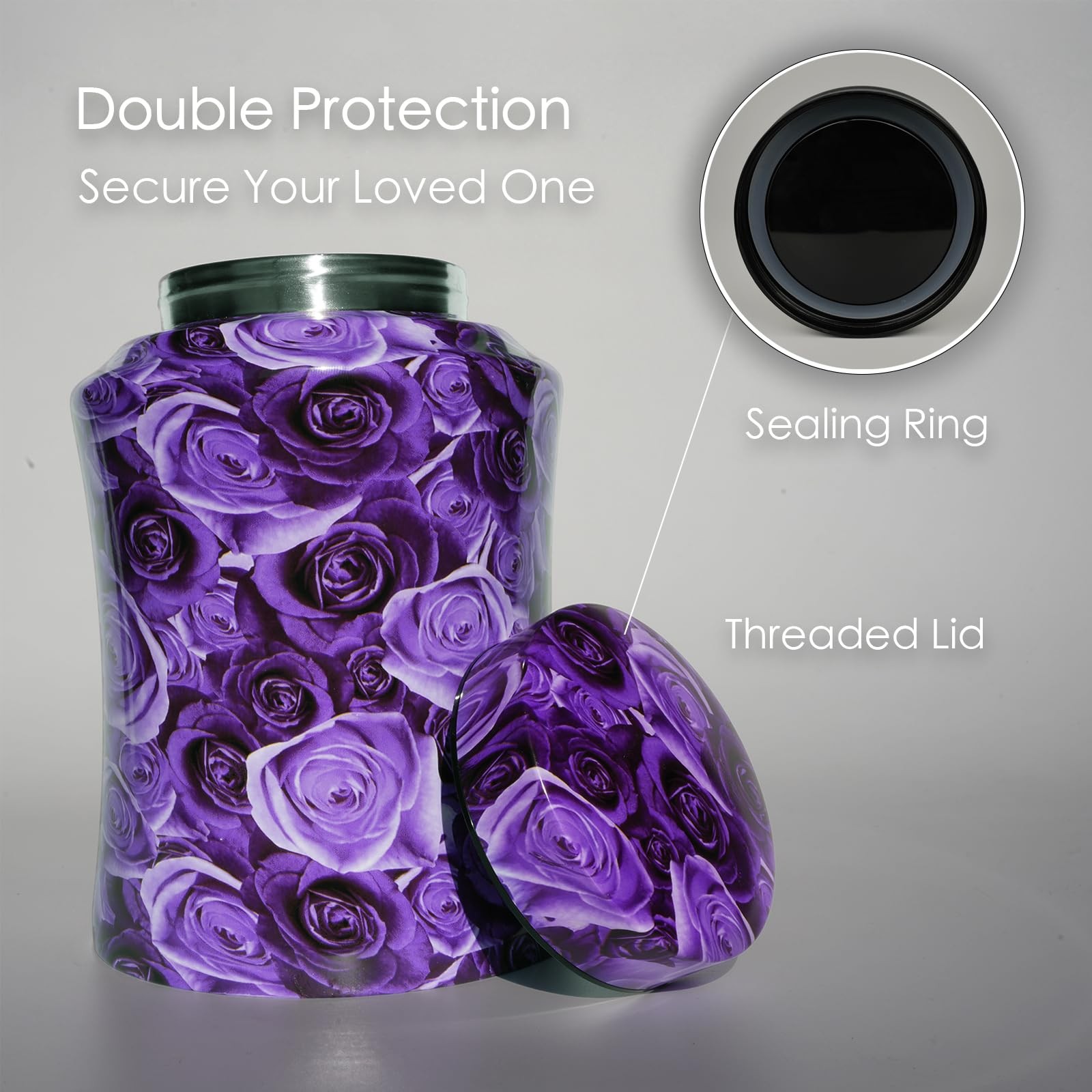 – Up to 180 lbs Purple Rose Cremation Urns for Human Ashes Adult Female Male,…