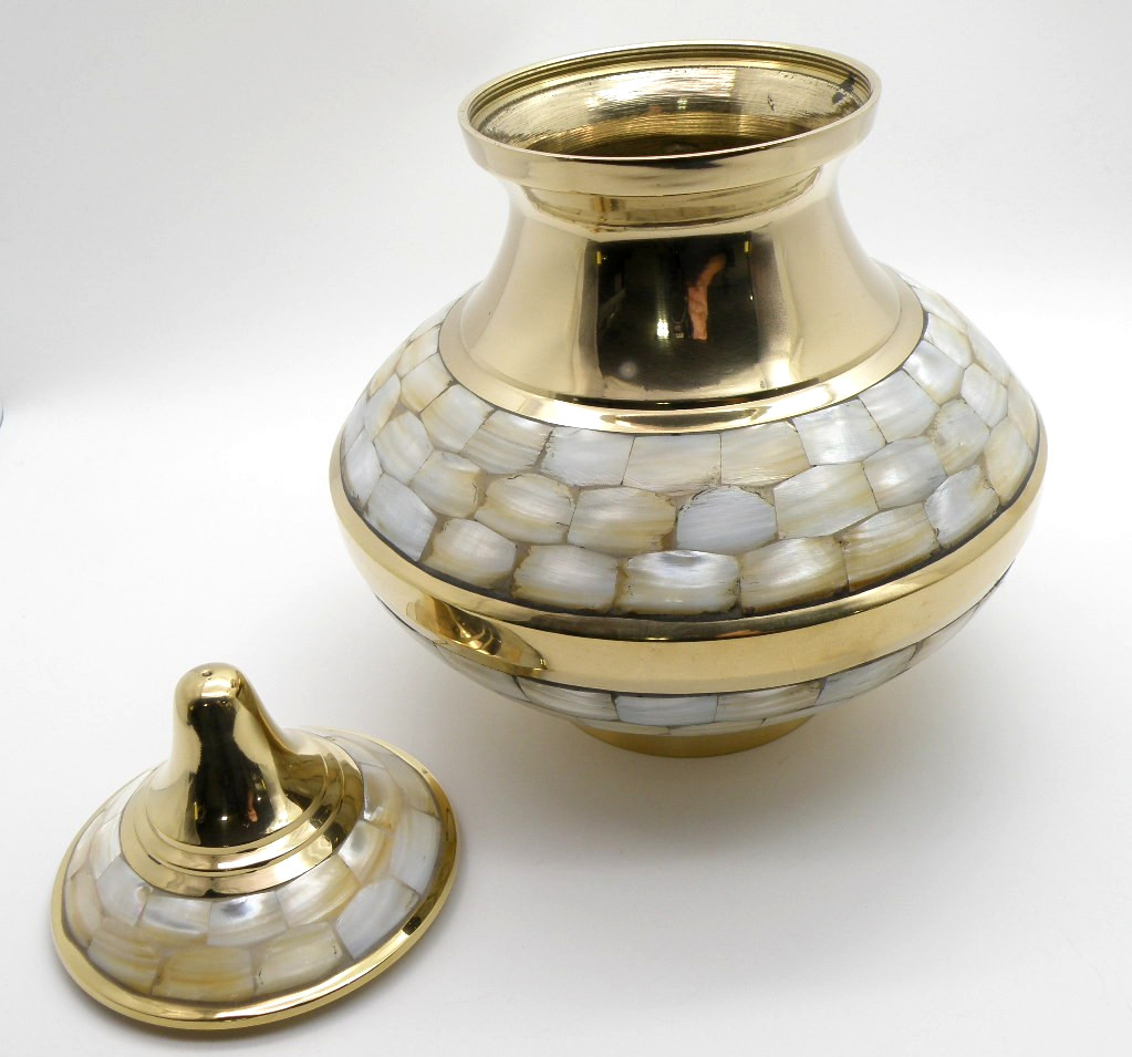 Adult Cremation Urn MOTHER OF PEARL 30-A-595 by TerryBear Inc Brass 200 cu”