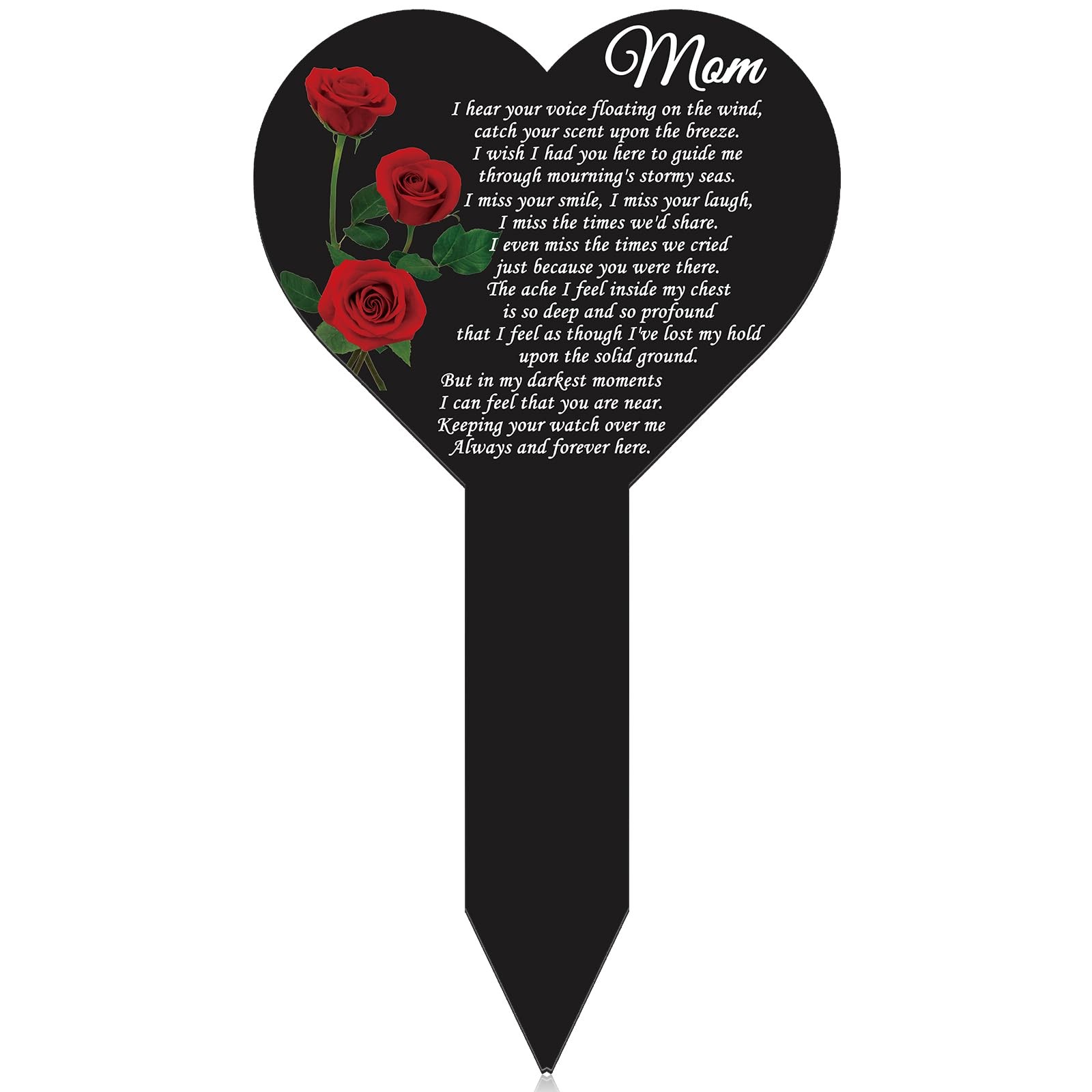 Mother’s Day Memorial Stakes Mom Metal Heart Grave Markers Cemetery Decoratio…