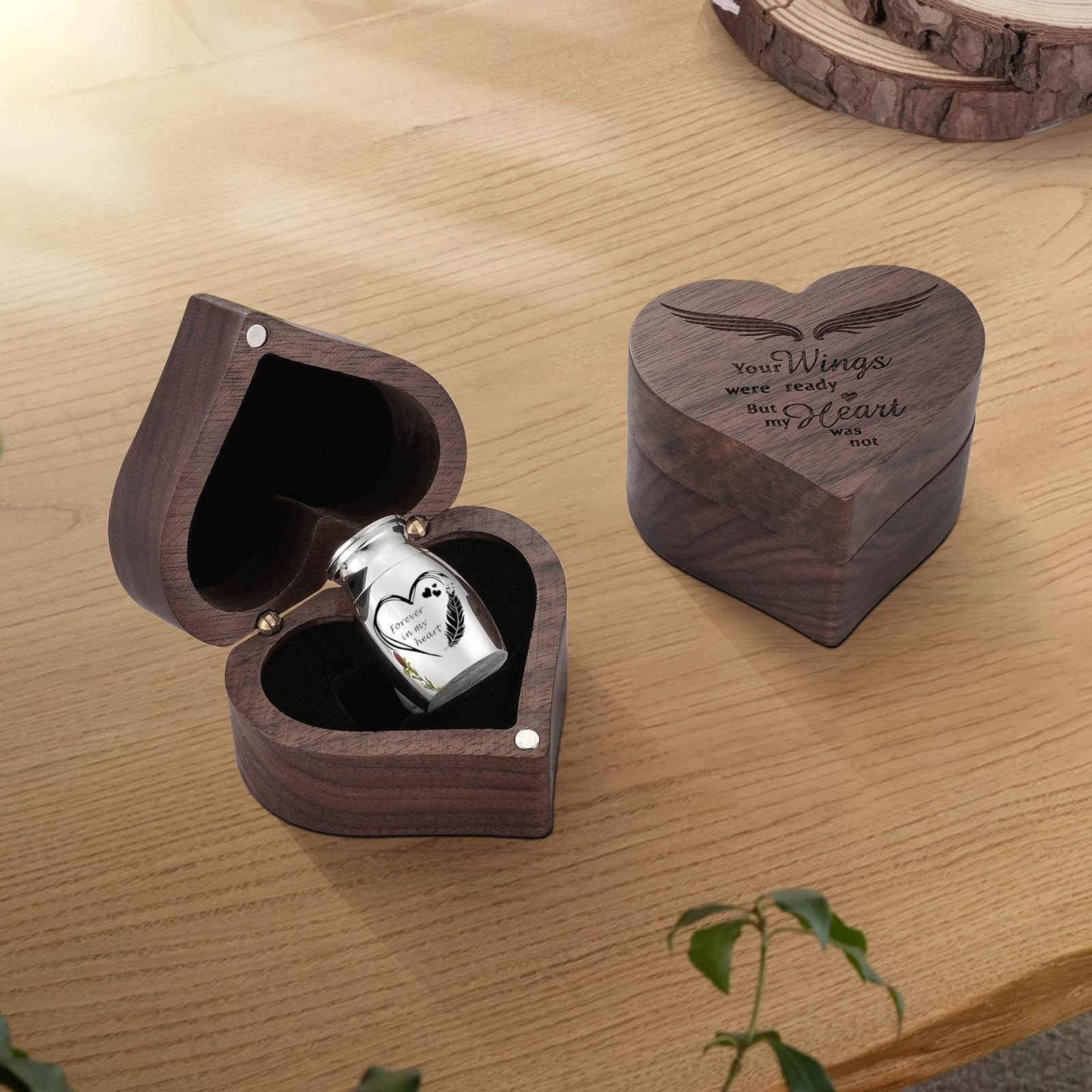 Dletay Small Urns for Human Ashes Keepsake Heart Shaped Box Mini Silver