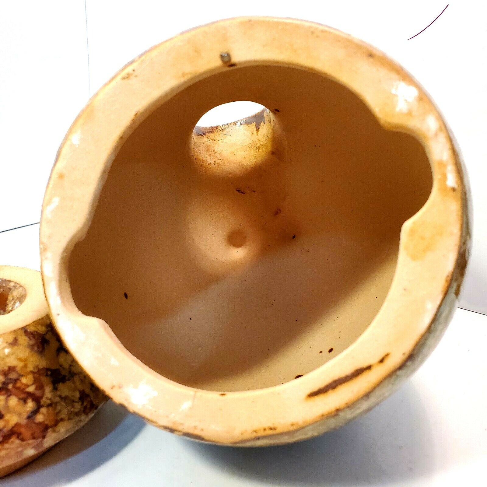Ceramic Egg Birdhouse Scattering Cremation Urn Glazed Brown Memorial 2 Pcs