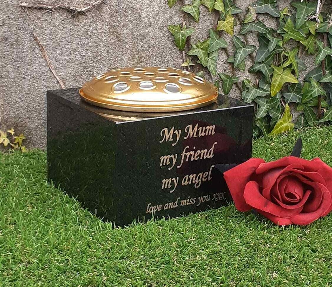 Personalised Granite Memorial Vase Grave Pot Flower Holder Cemetery Grave Vase