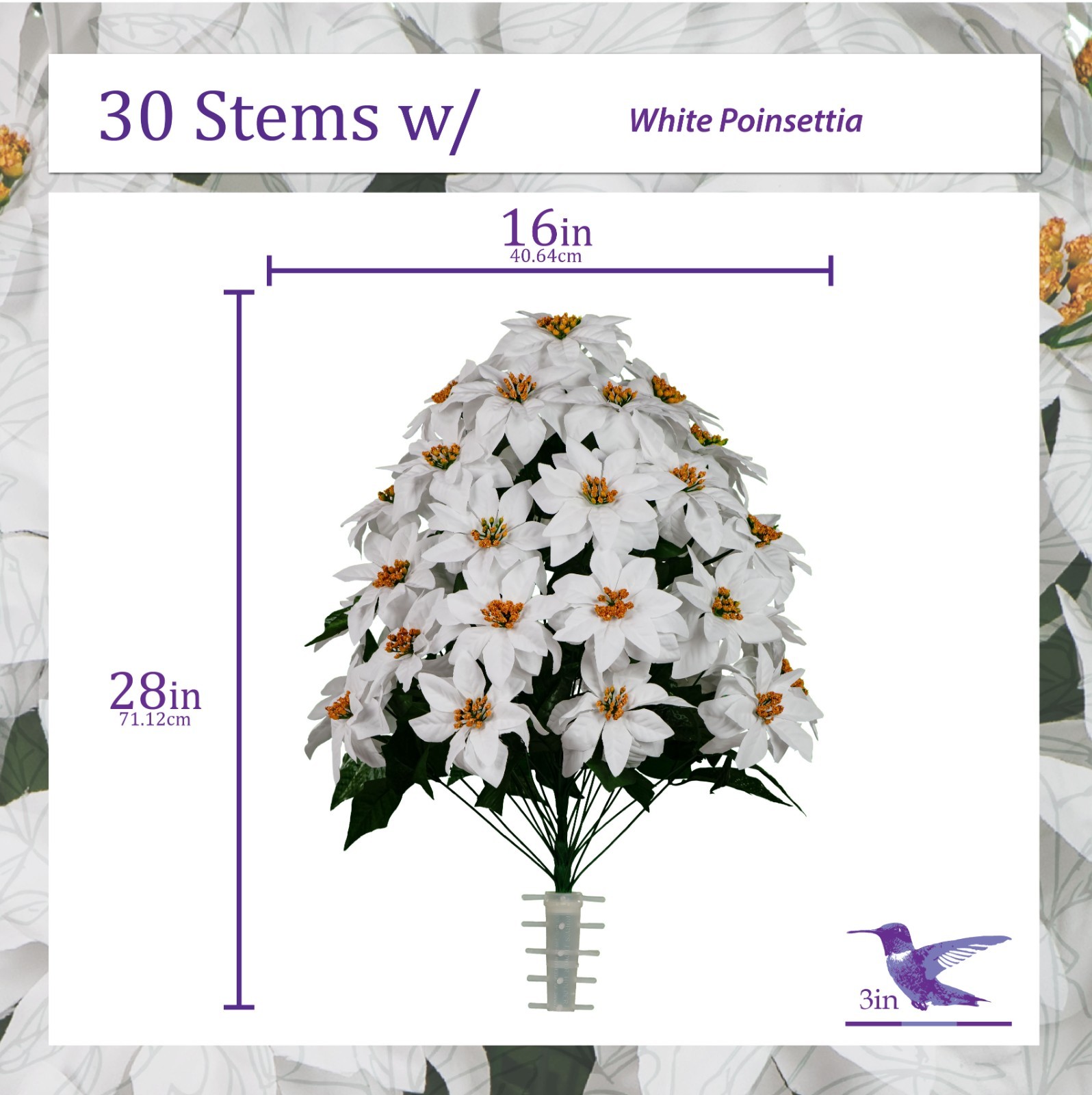 Artificial Gravesite Flowers – White Poinsettia Saddle and 2 Bouquets
