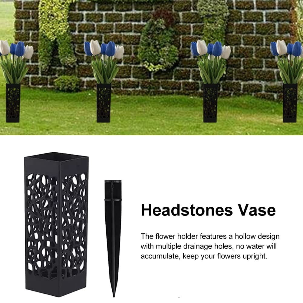 Cemetery Vases with Stake – Outdoor Grave Flower Holders for Memorials