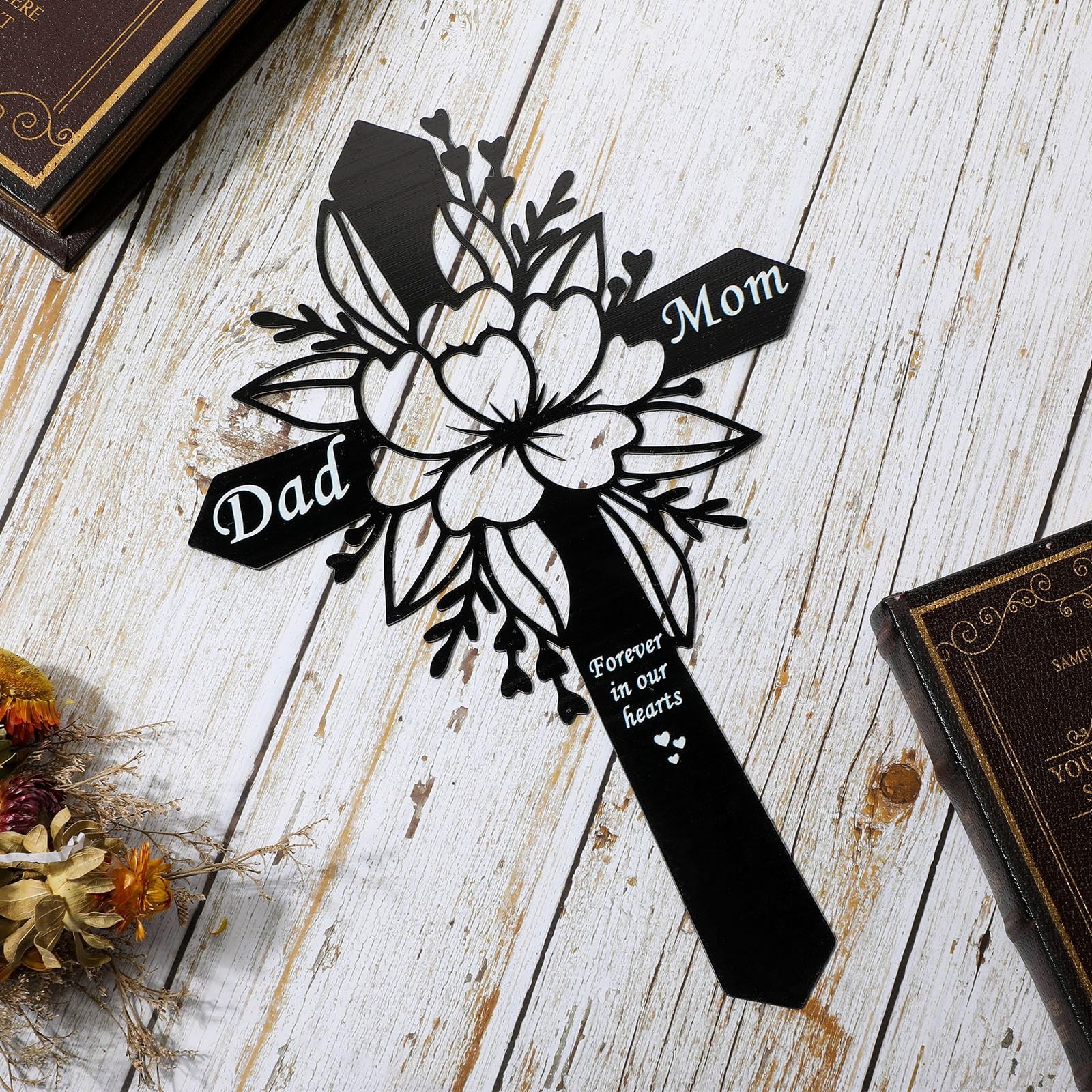 Wesiti Dad and Mom Memorial Plaque Stake – Cemetery Flower Decorations – Meta…
