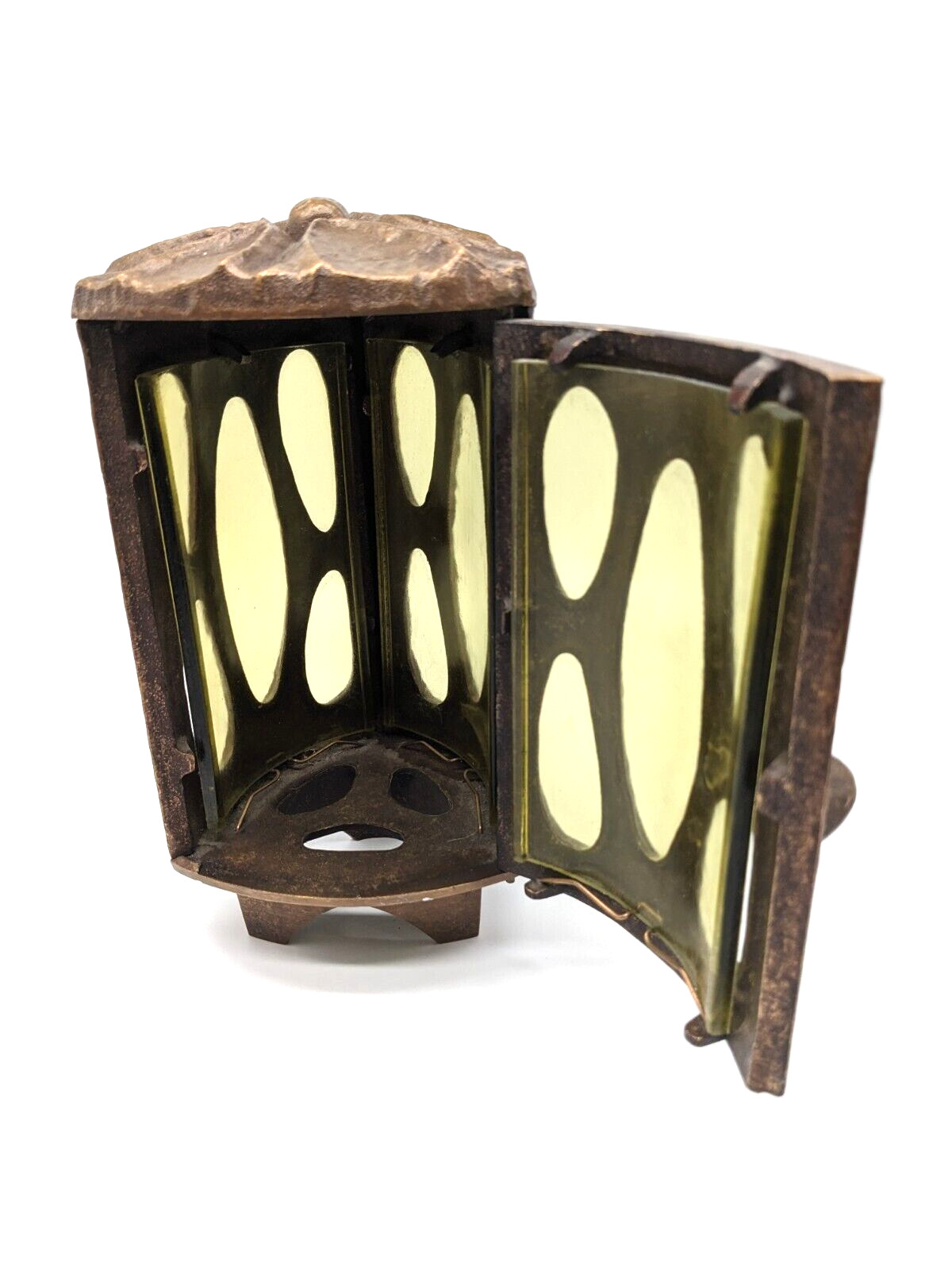 Bronze Grave Light Lamp Cemetary Headstone Memorial Candle Stained Glass