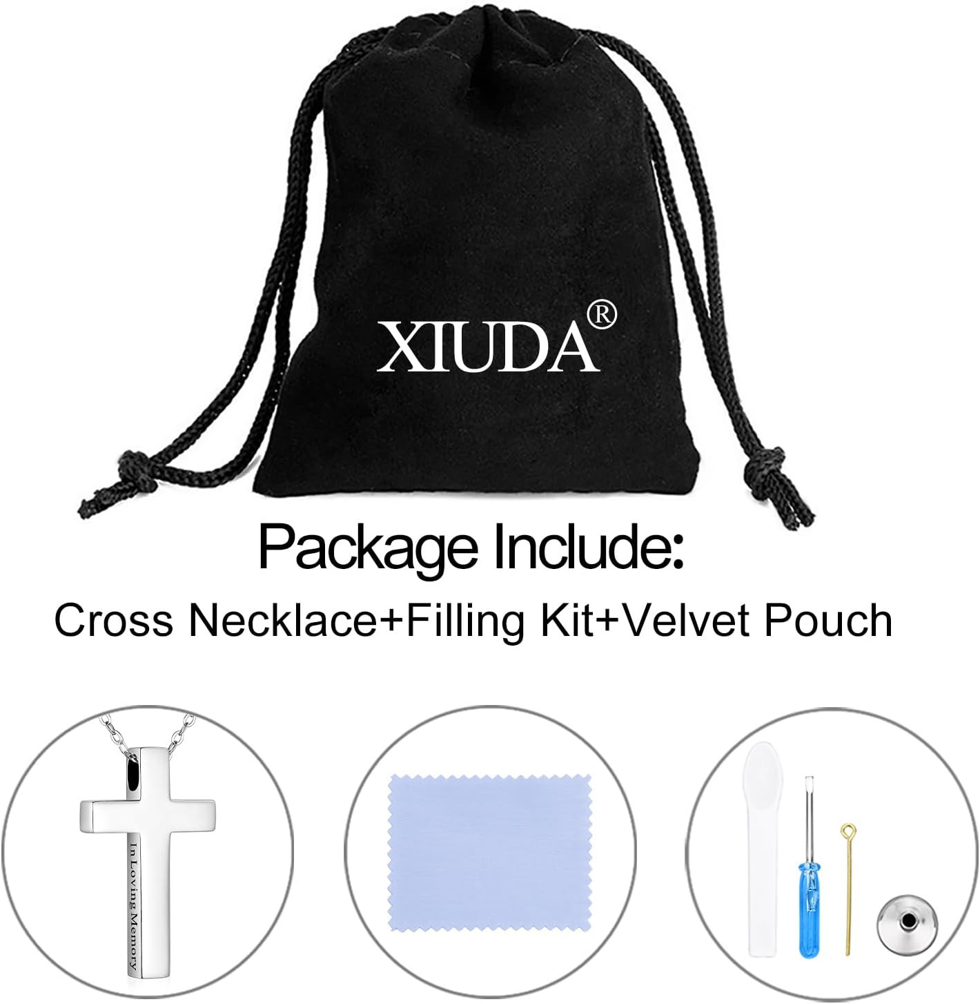 925 Sterling Silver Cremation Jewelry Memorial Cross Urn Necklace