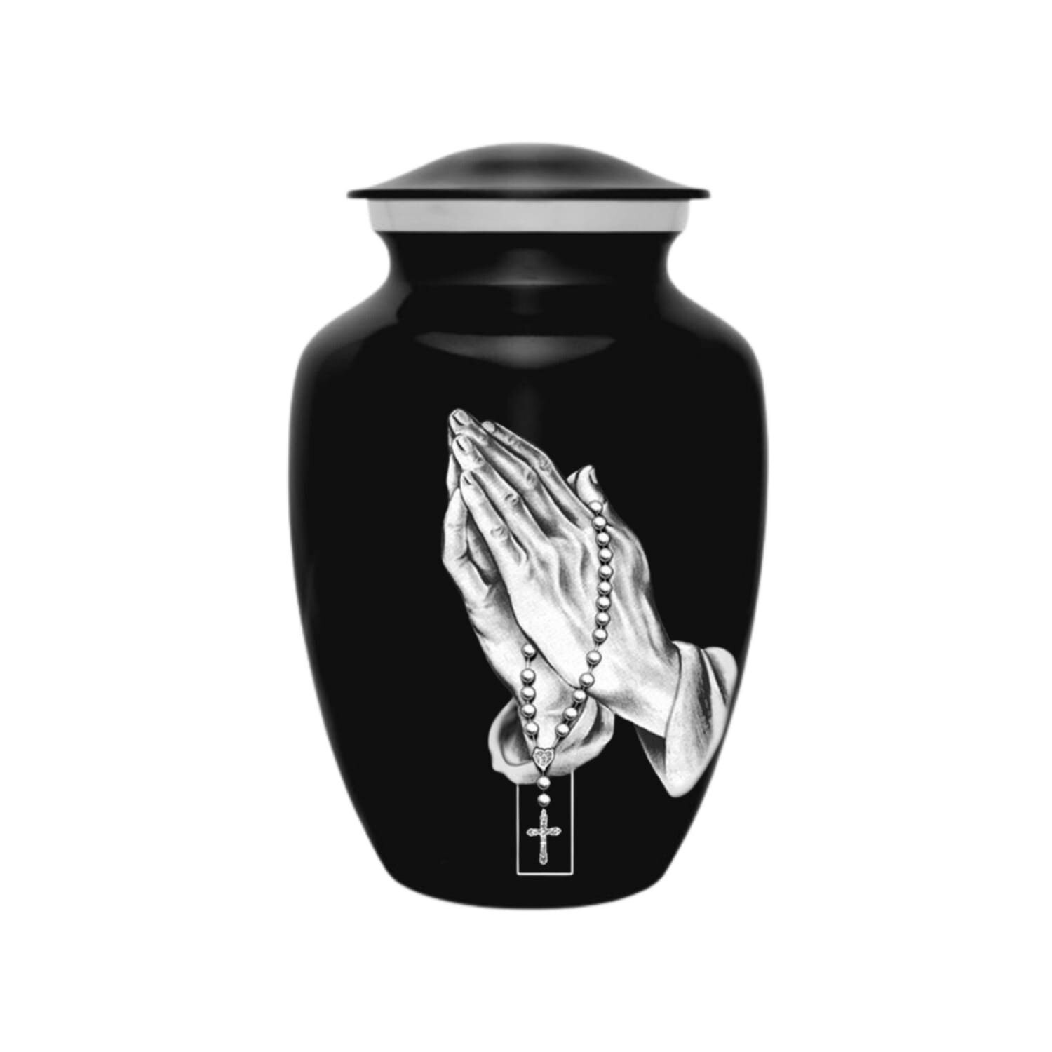 Black Cremation Urn for Ashes Adult Spiritual Urn, Handcrafted Large Religious