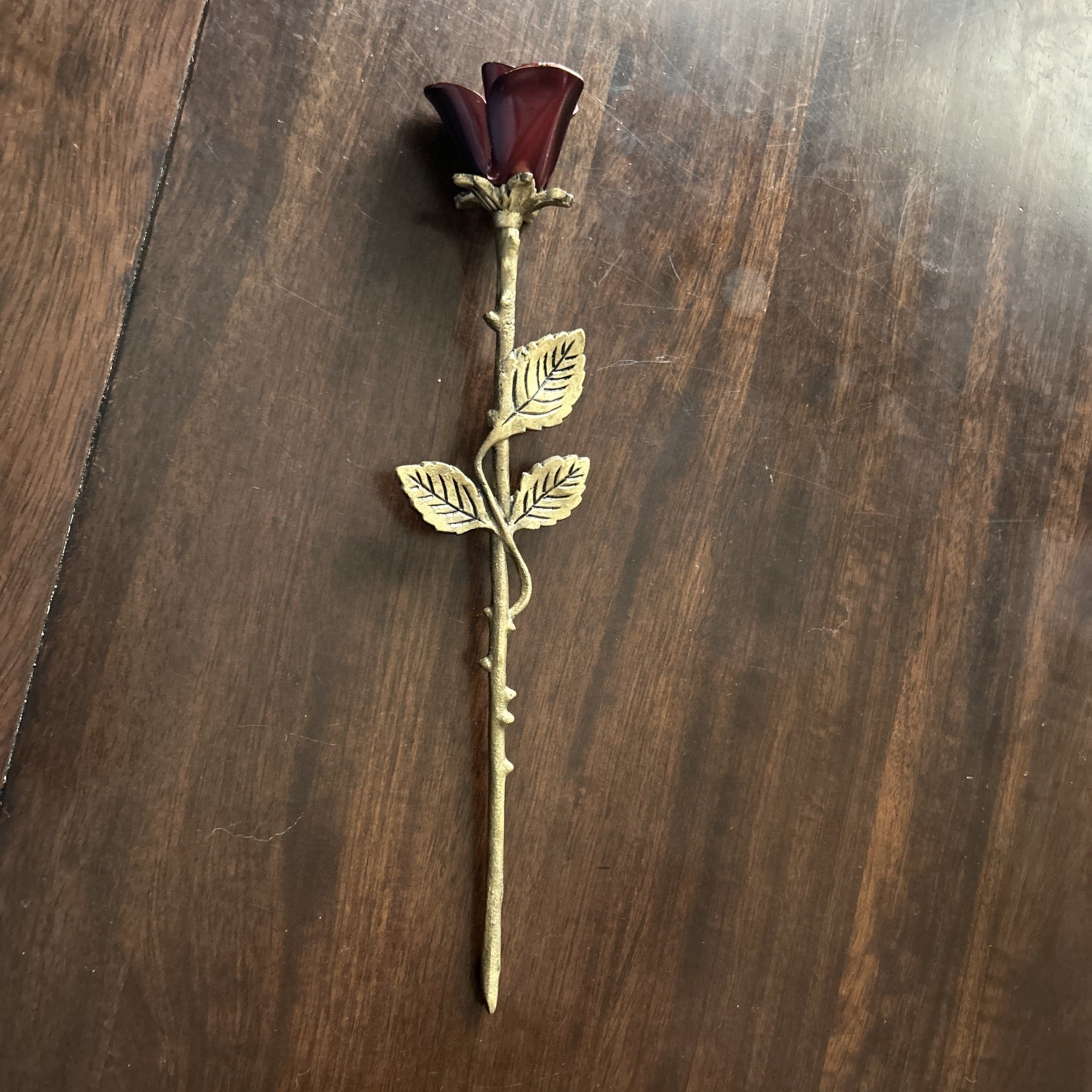 Solid Brass Crimson Threaded Rose Keepsake Funeral Cremation Urn For Ashes