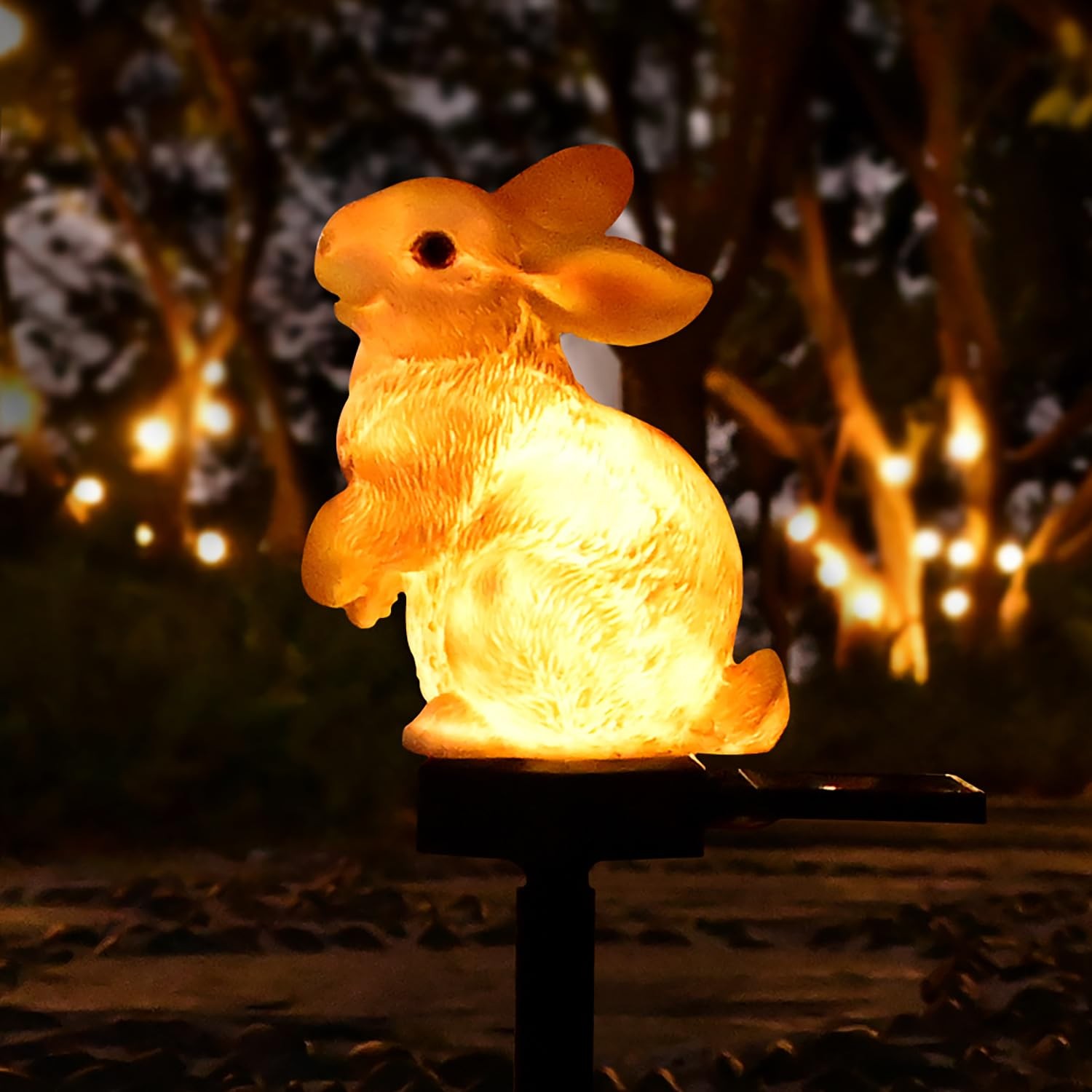 Bunny Garden Ornaments Rabbit Solar Decor Outdoor Statue Lawn Yard Decoration…
