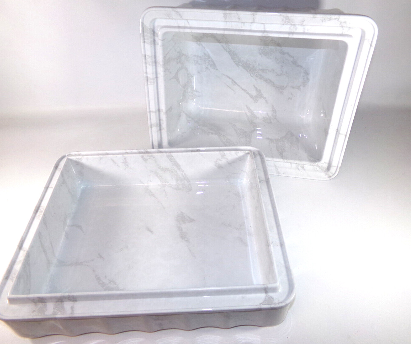 NEW Wilbert P400WS Universal White and Silver Marbelon Cremation Urn Vault