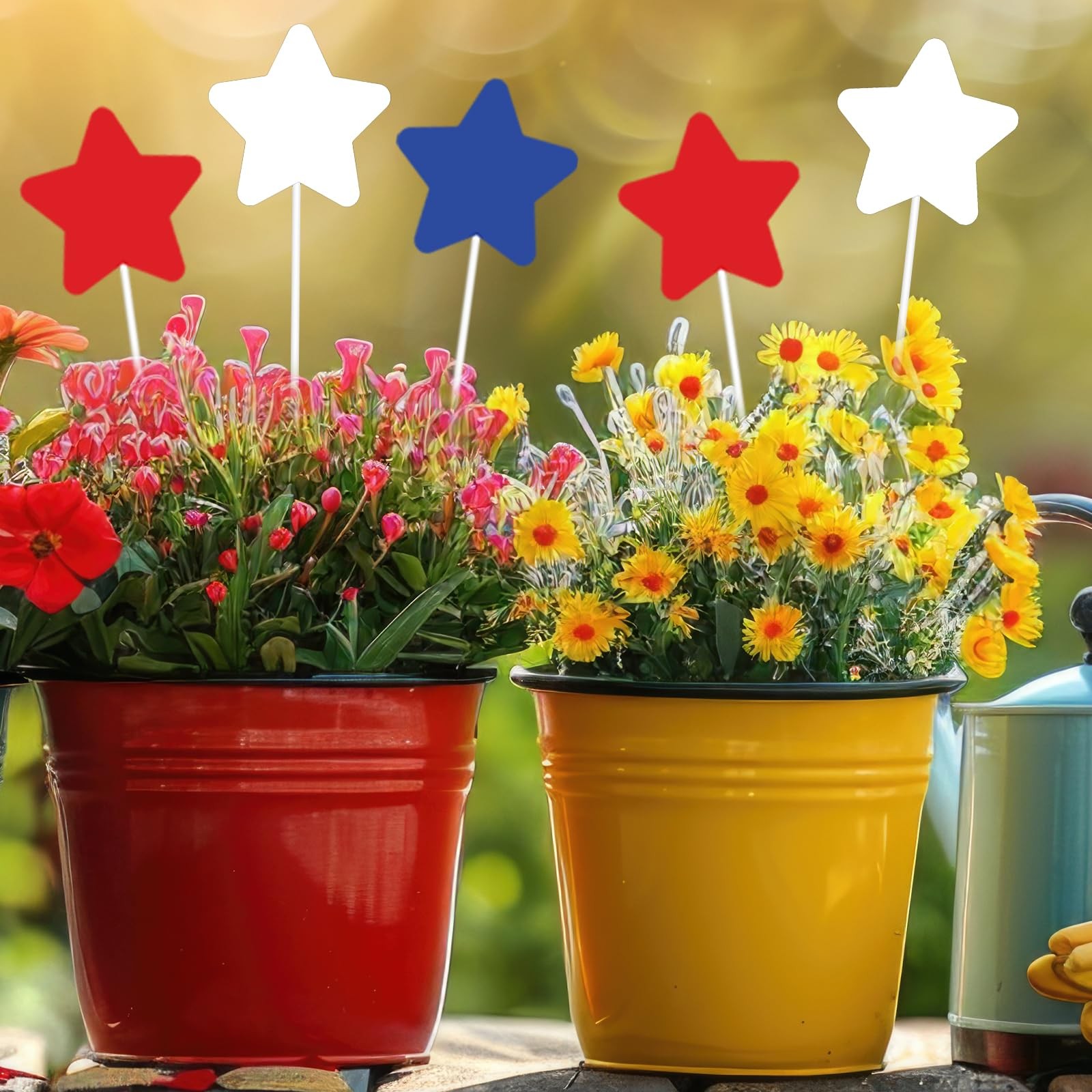 9Pcs 11″ 4th of July Outdoor Decor Patriotic Metal Yard Sign Star Decorative …