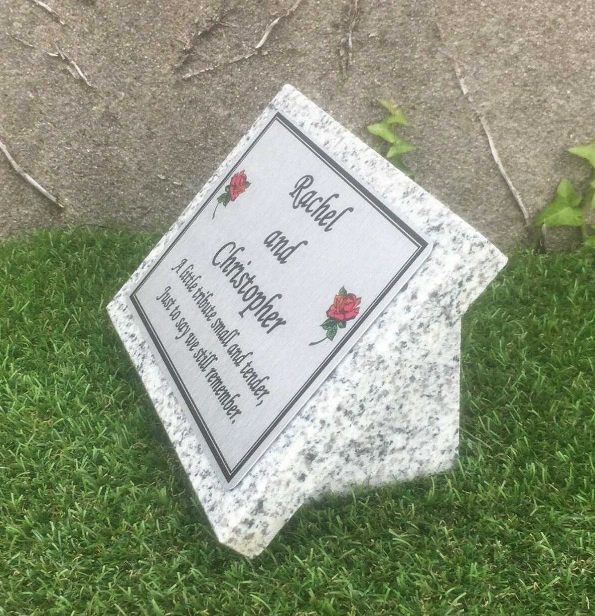 Personalised Grey Granite not Marble Memorial Grave Plaque Stone Memorial Marker
