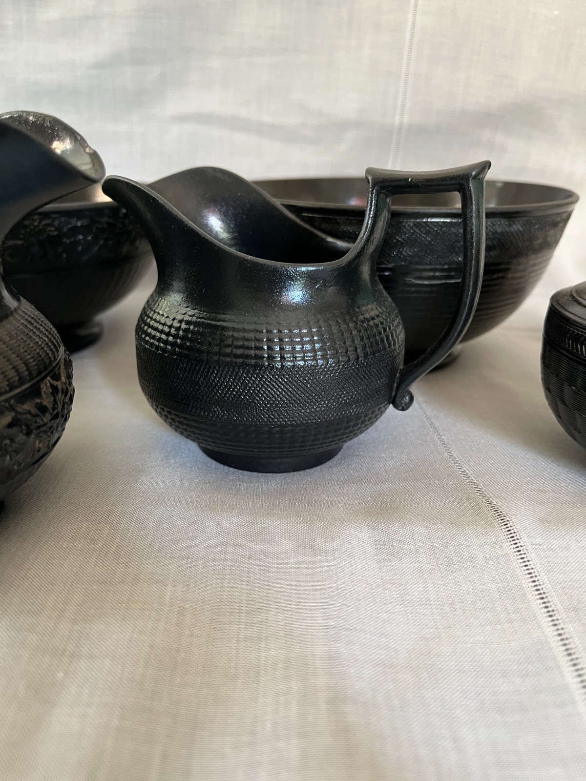 antique ceramic Hackwood funeral black service parts