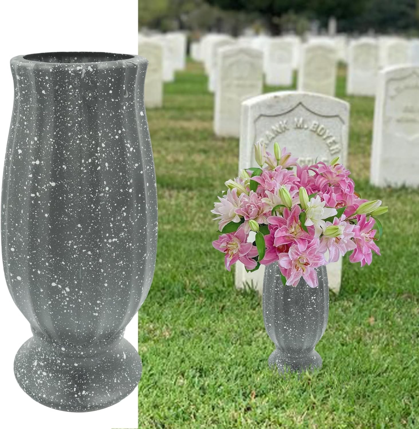 Cemetery vase for Grave Decorations,Flower Holders for Cemetery vases with Me…