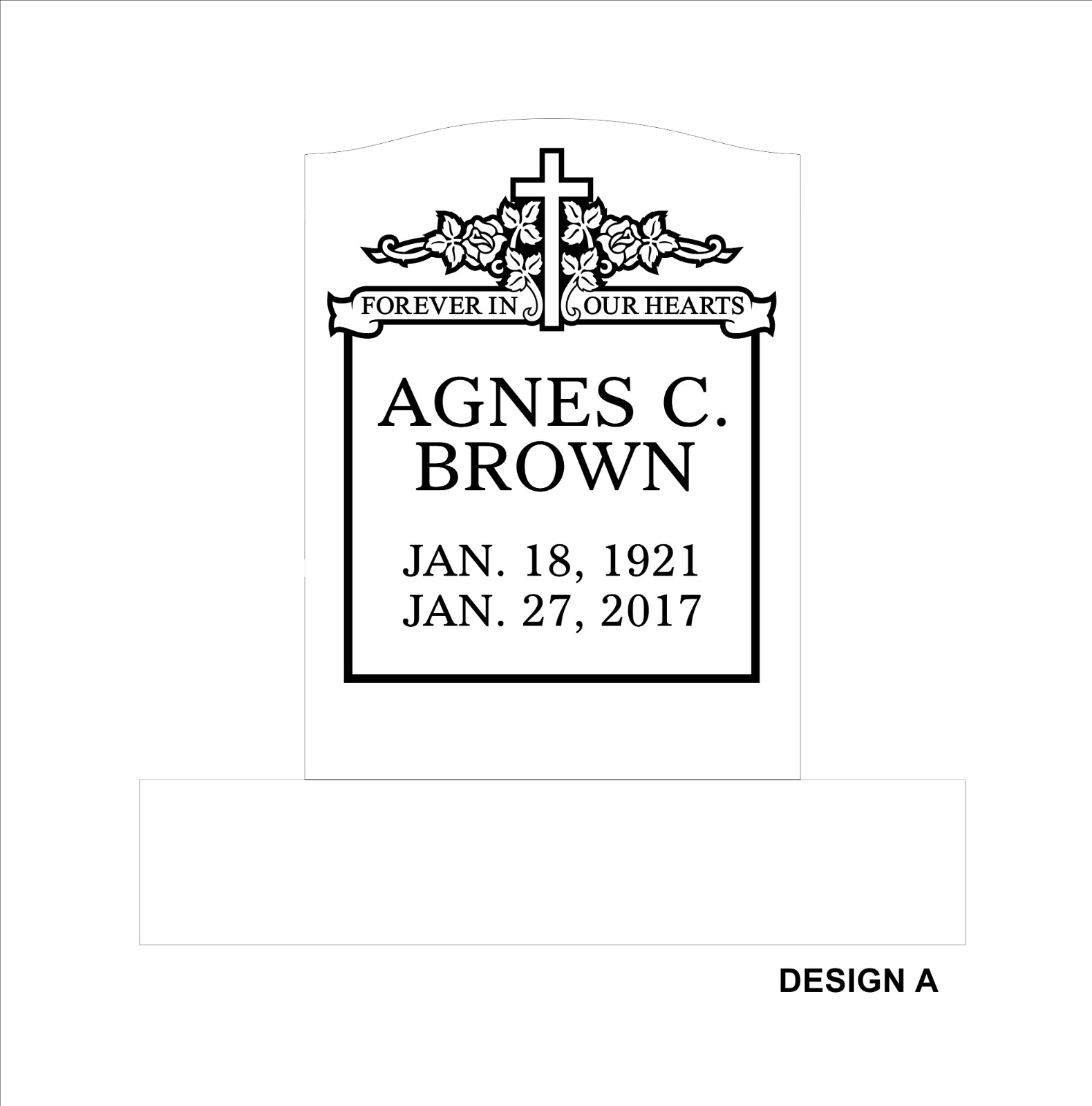 Cemetery headstone -small single- includes engraving-