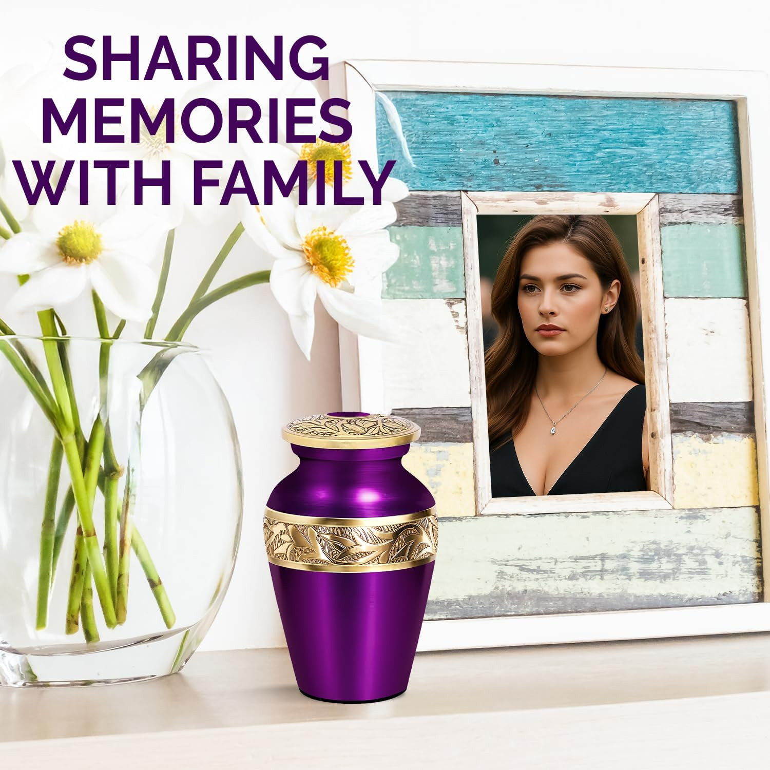 Solace Forever Purple Urns for Human Ashes – Decorative Mini Memorial Urn for Wo