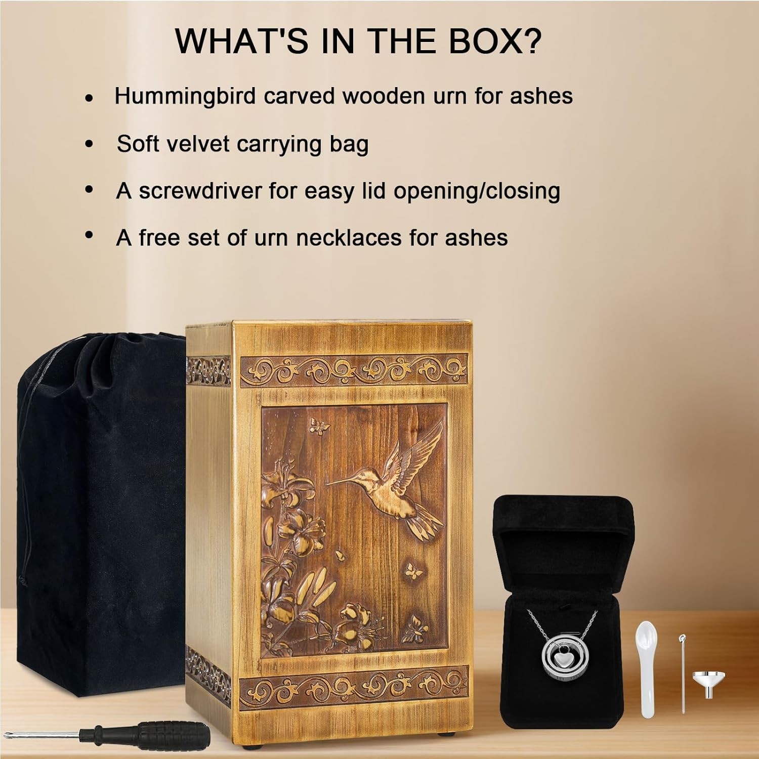 Wooden Urn for Ashes Adult Male Female, Handcrafted Large Cremation Urns Box