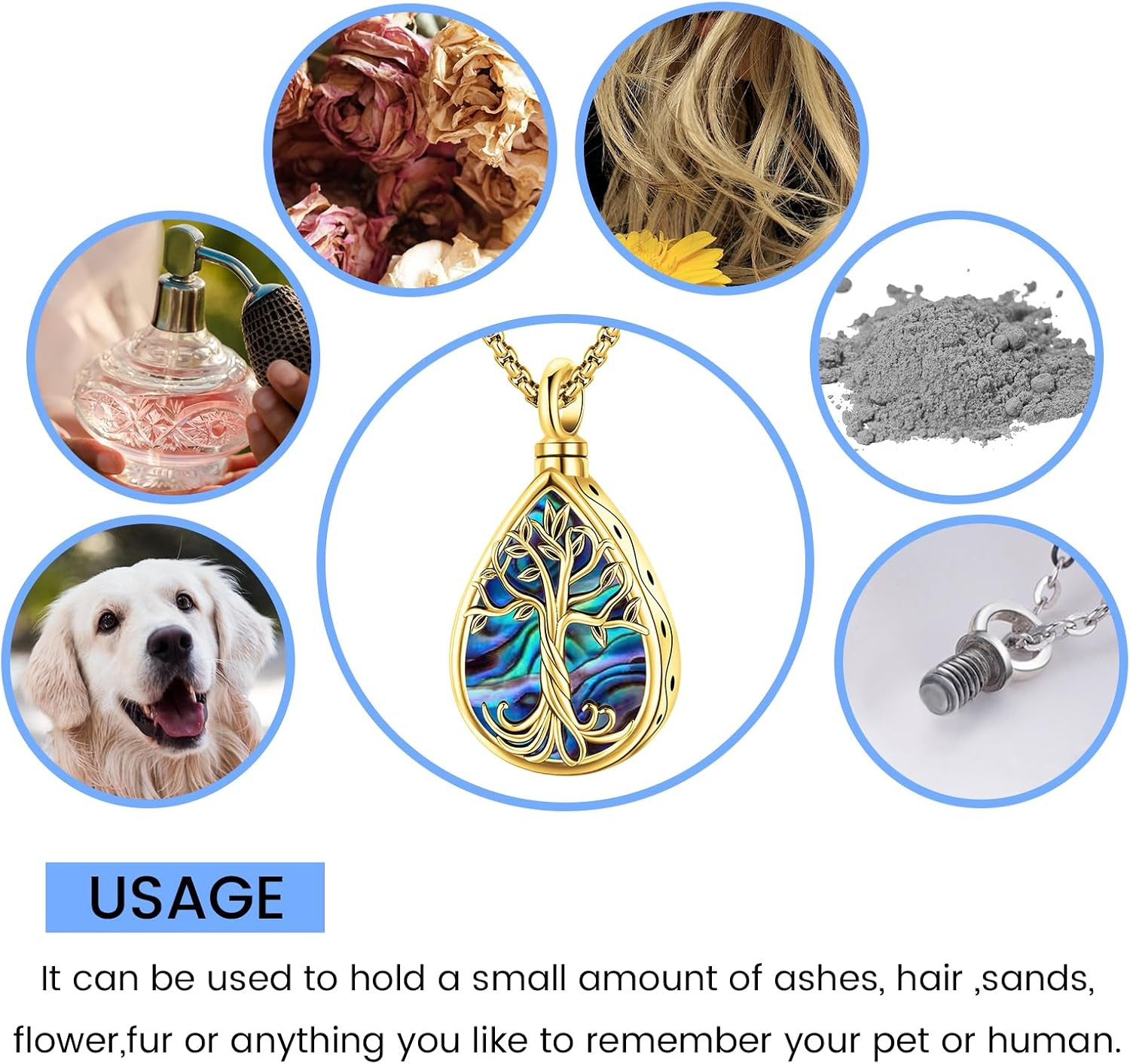 Cremation Jewelry for Ashes Necklace to Put Ashes in 925 Sterling Silver/Gold or