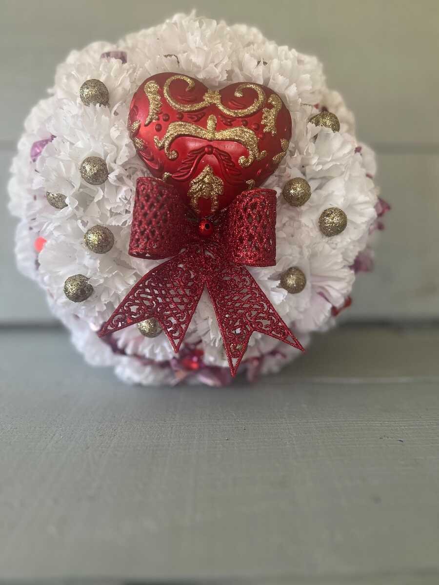 Love cake, cemetery cake, Birthday grave decoration, heart cemetery flowers
