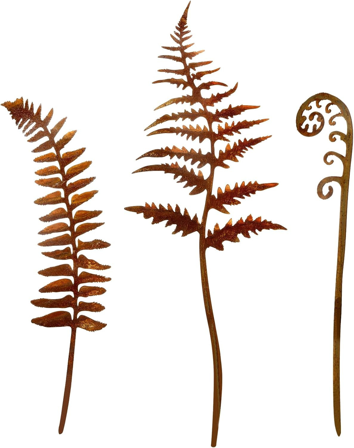 3Pcs Metal Fern Leaf for outside Plant Decorations for Lawn Garden Plant Stakes
