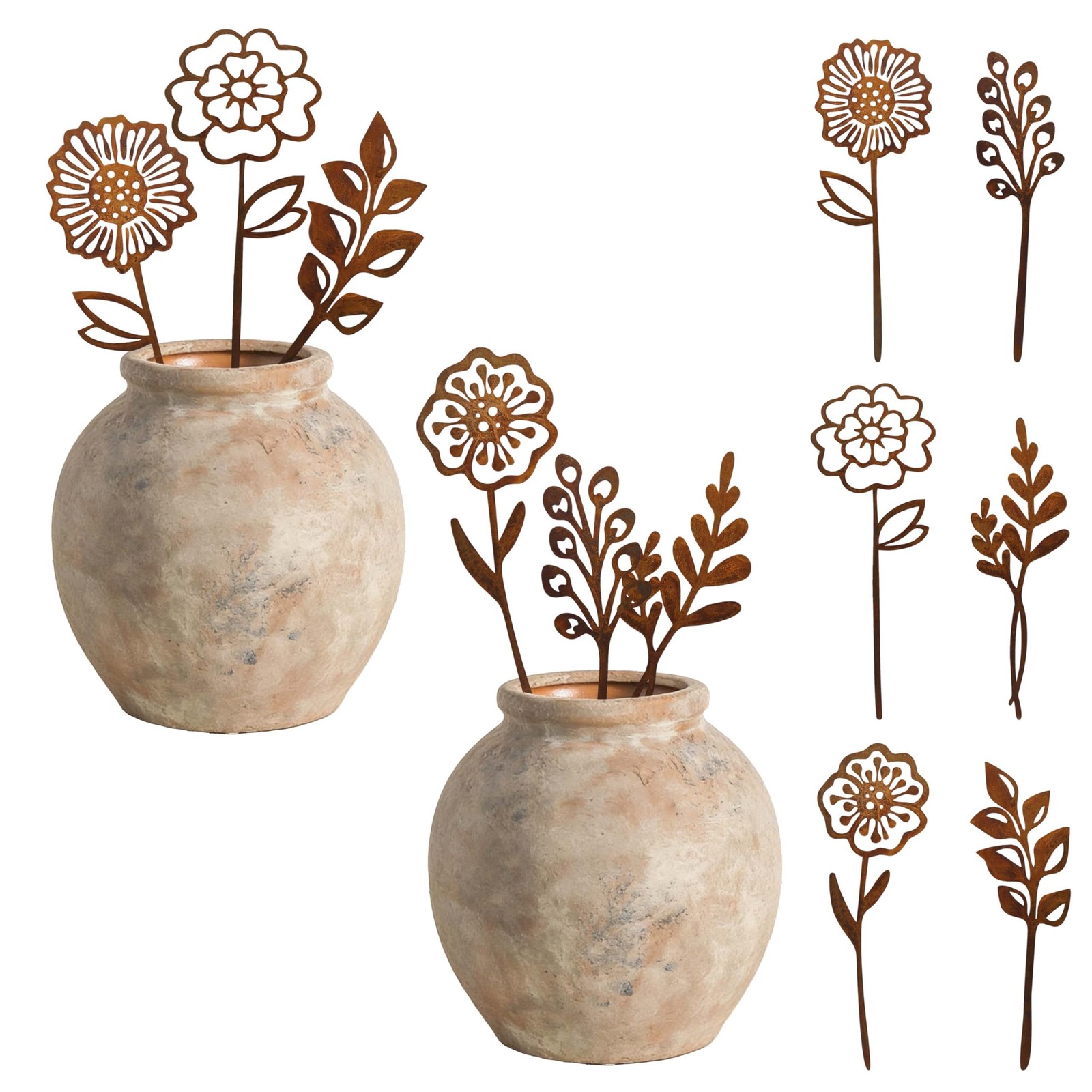 Rustic Metal Flowers, Decorative Flowers Plants Stakes Outside Art, Metal Gar…