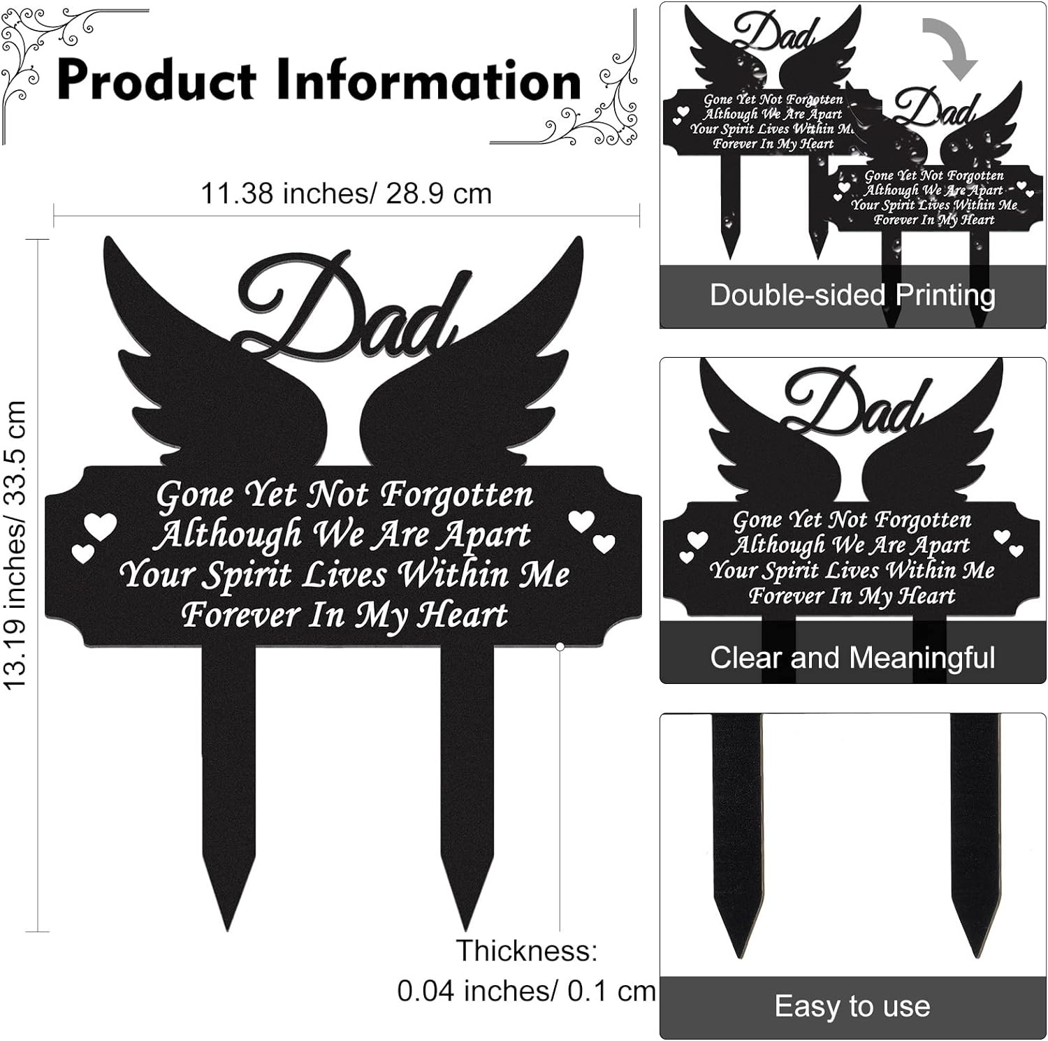 Memorial Stakes Grave Decorations for Cemetery Metal Memorial Grave Marker Water