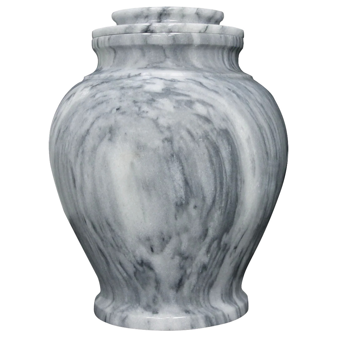 Large/Adult Serenity Cashmere Gray/White Marble Funeral Cremation Urn