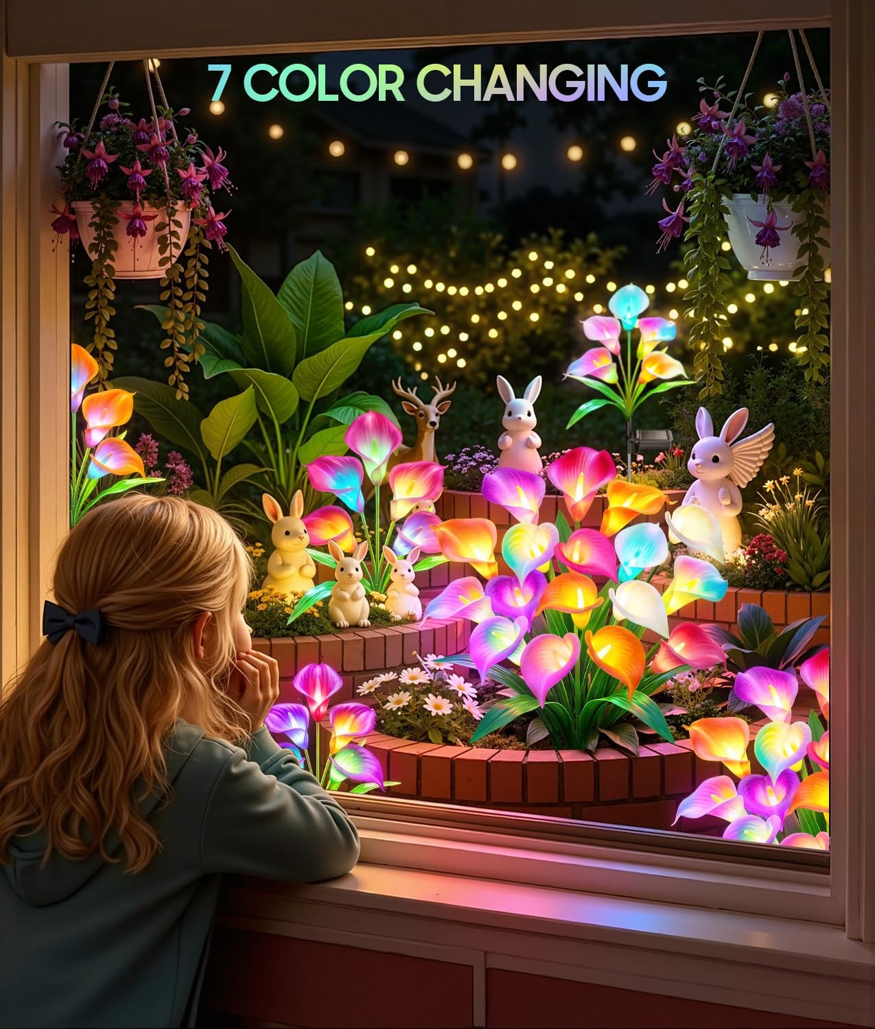 Solar Lights Outdoor Decorative, 4 Pack Color Changing Solar Garden Lights Wi…