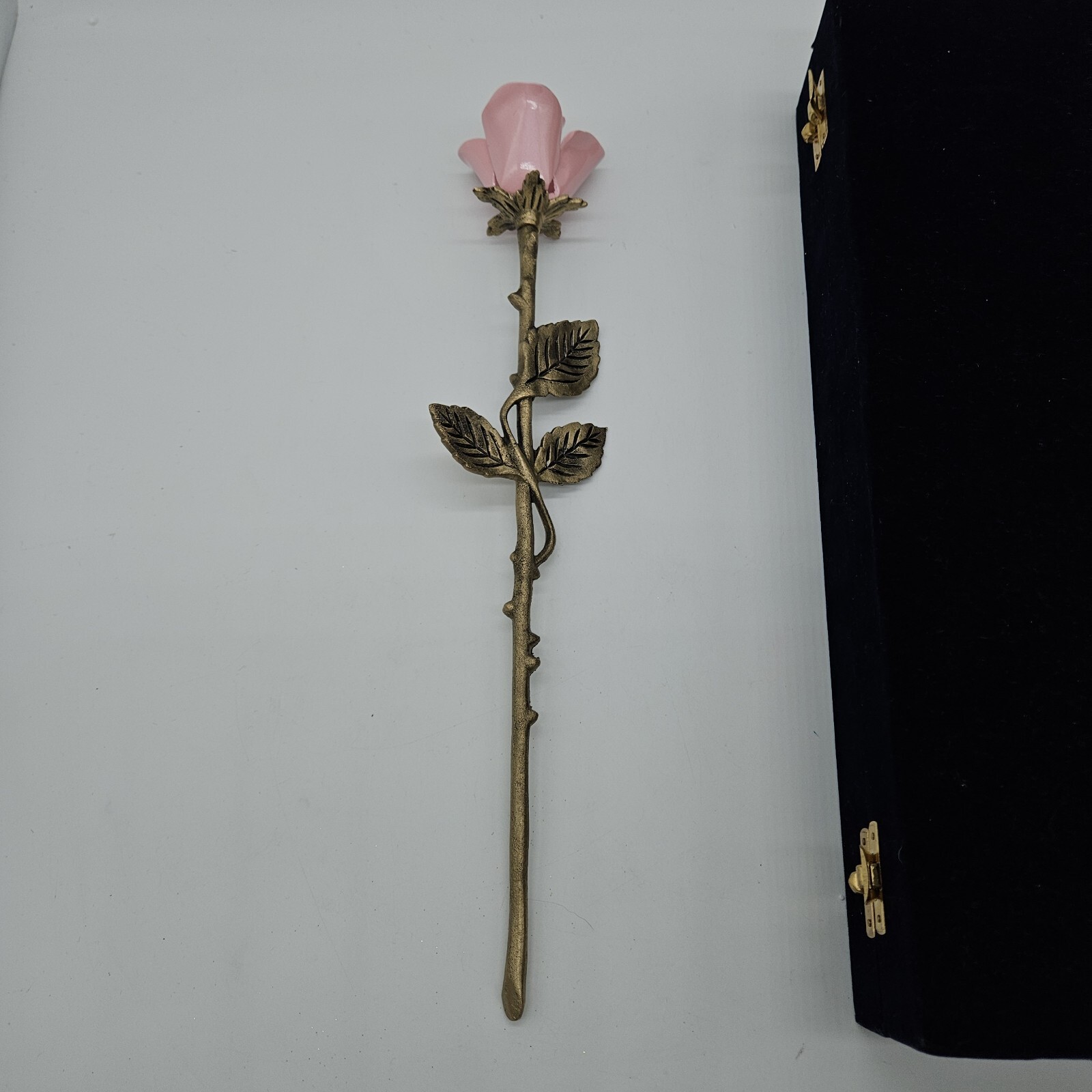 Solid Brass Pink Threaded Rose Keepsake Funeral Cremation Urn For Ashes w/ Case