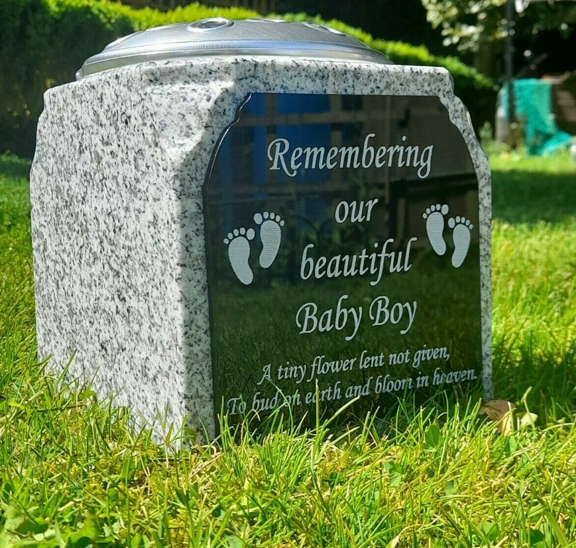 Personalised Granite Memorial Vase Grave Pot Flower Holder Cemetery Grave Vase