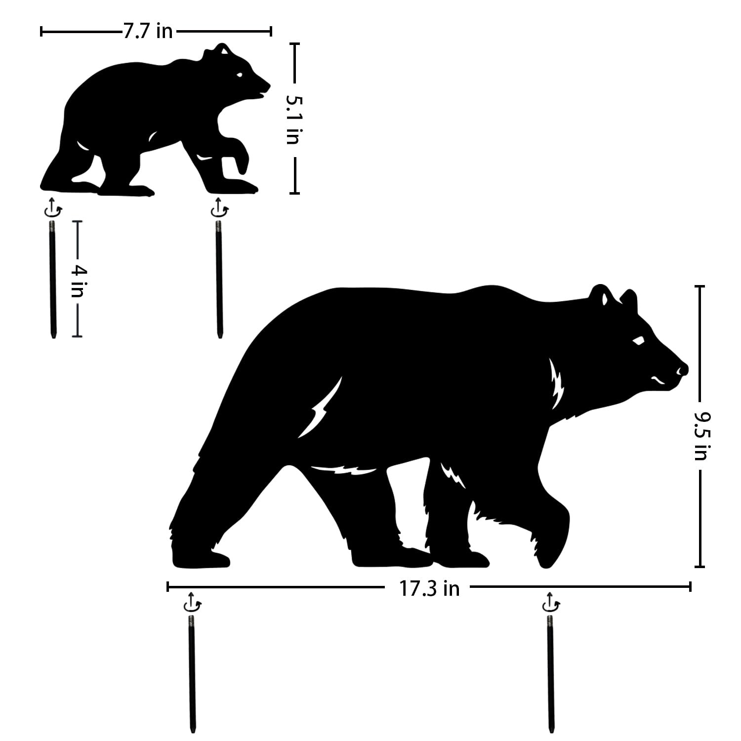 Bear Garden Stakes – Black Bear Silhouette Yard Art for Outdoor Decor