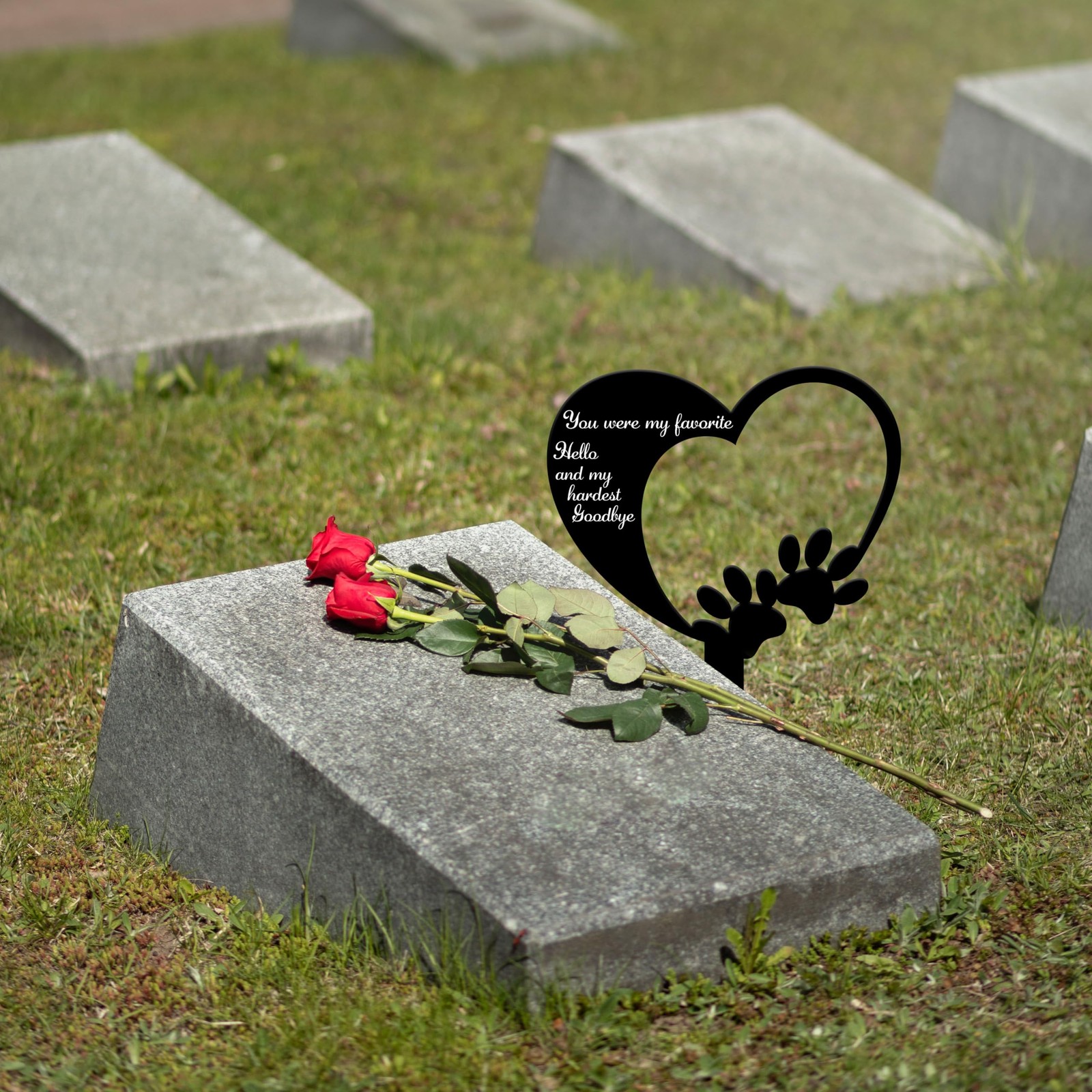 Pet Memorial Grave Markers 9×12 Inch Iron Dog Cat Headstone Plaque Decor