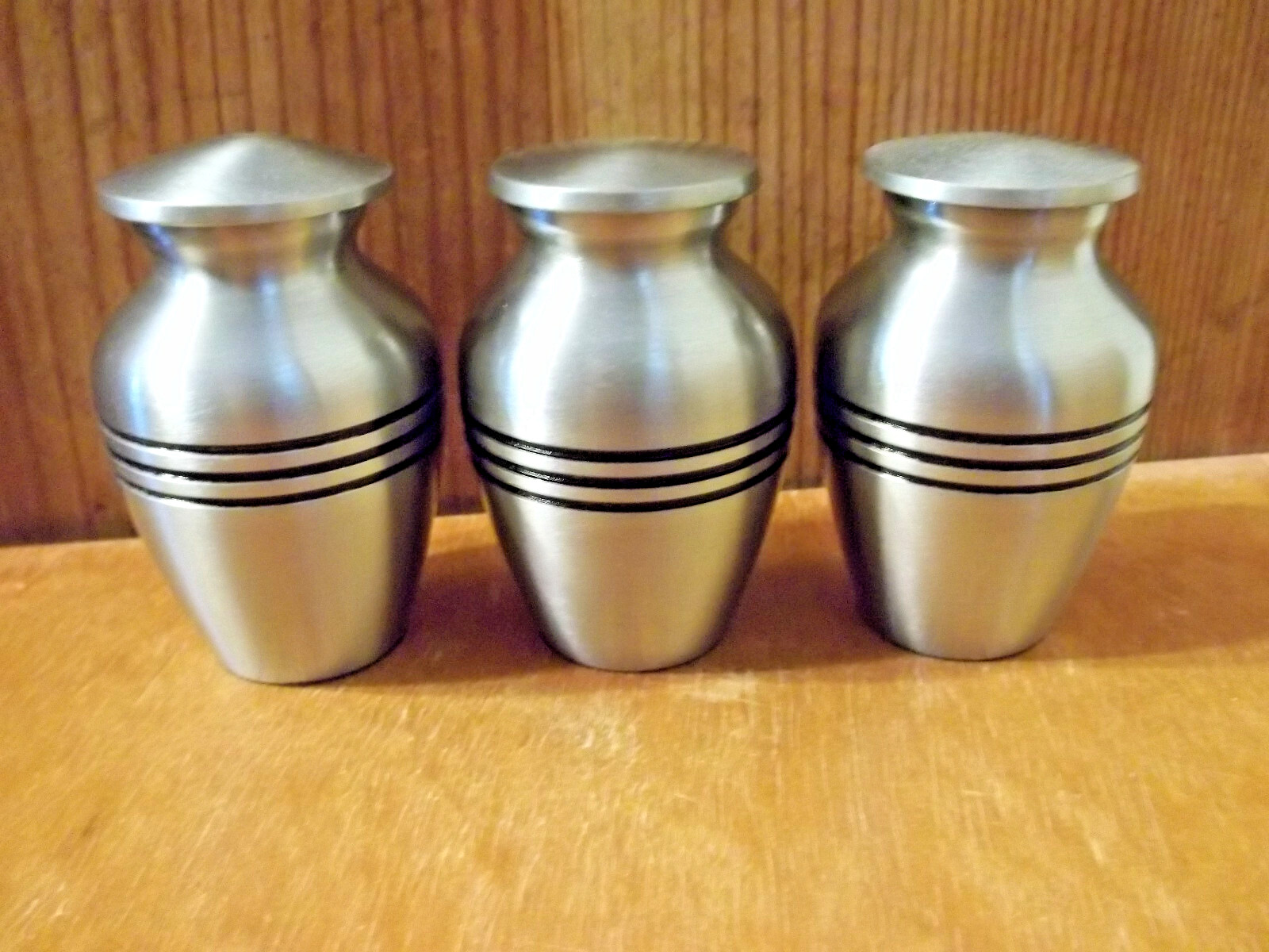 3 Pewter w/Trinity Rings Brass Keepsake Mini Urns~~Slightly Imperfect~Save+50%