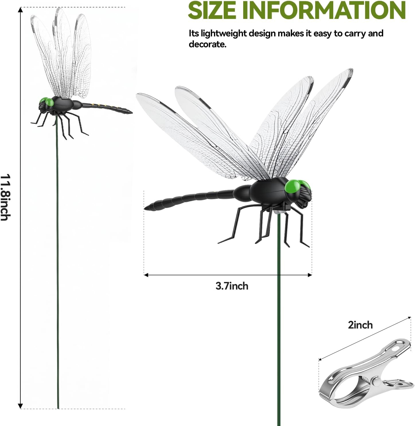 24 Pcs Large Dragon Fly Clips for Bugs Repellent Dragonfly to Keep Away Garden S