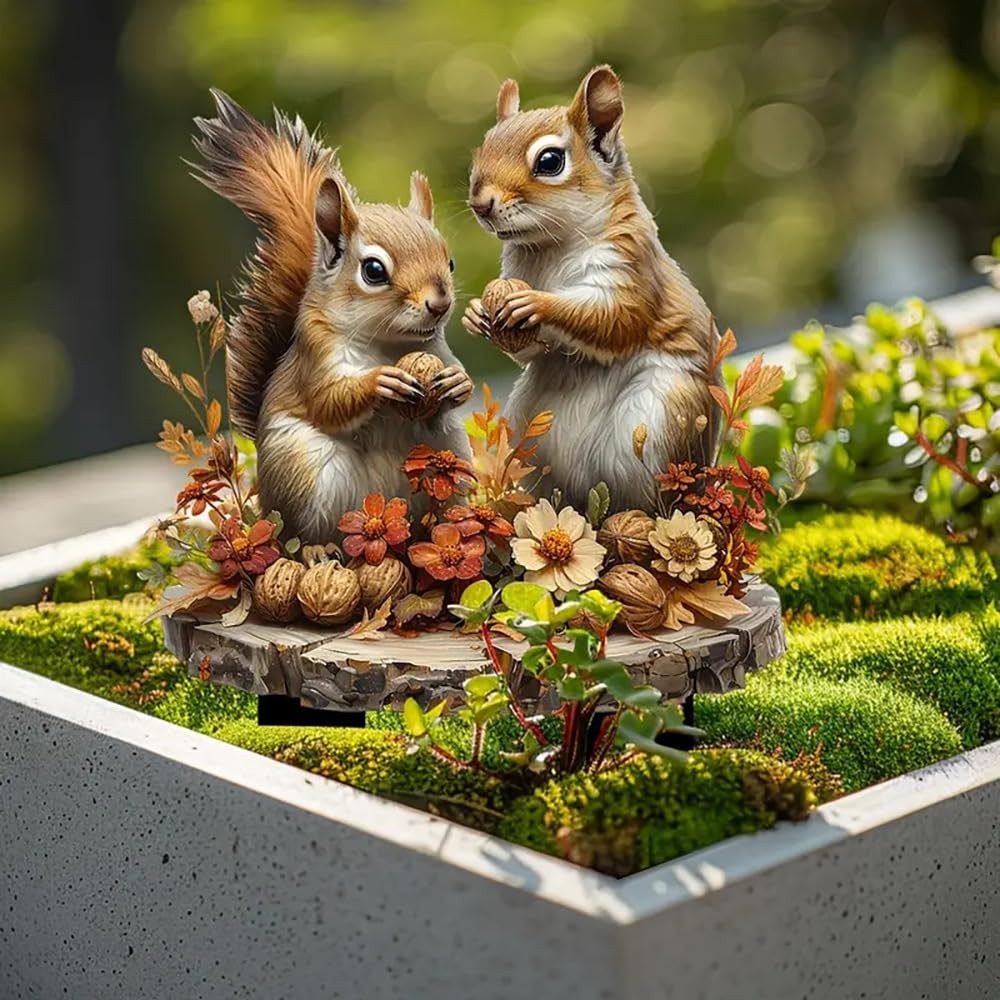 Garden Stake Decor, Acrylic 2D Flat Cute Animal Statue, Fairy Sculptures Orna…