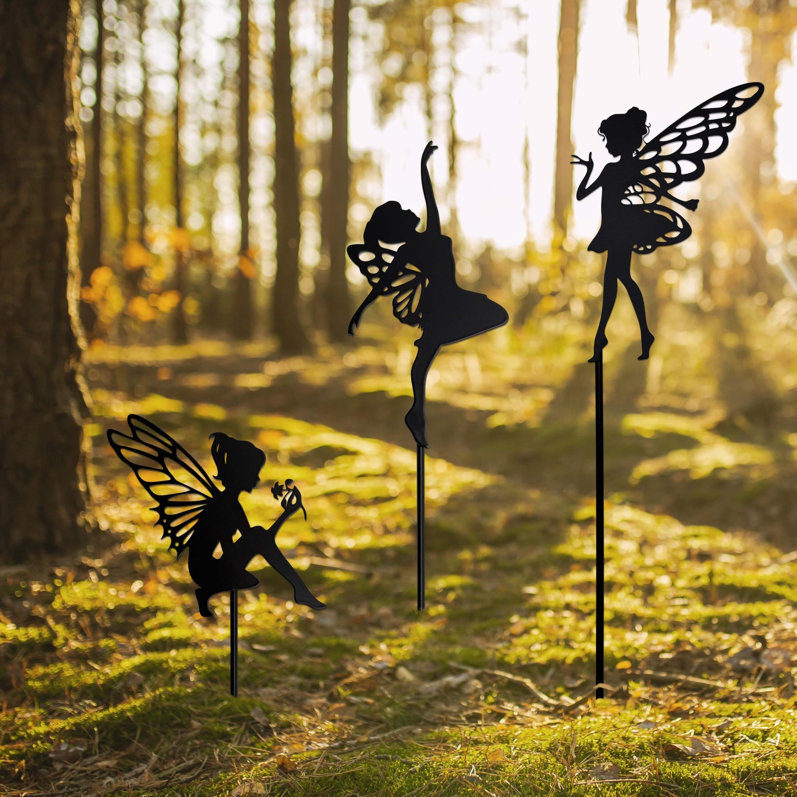 Garden Fairy Metal Stake 3-Piece Gift Set – Outdoor Decorative Accents for Ya…
